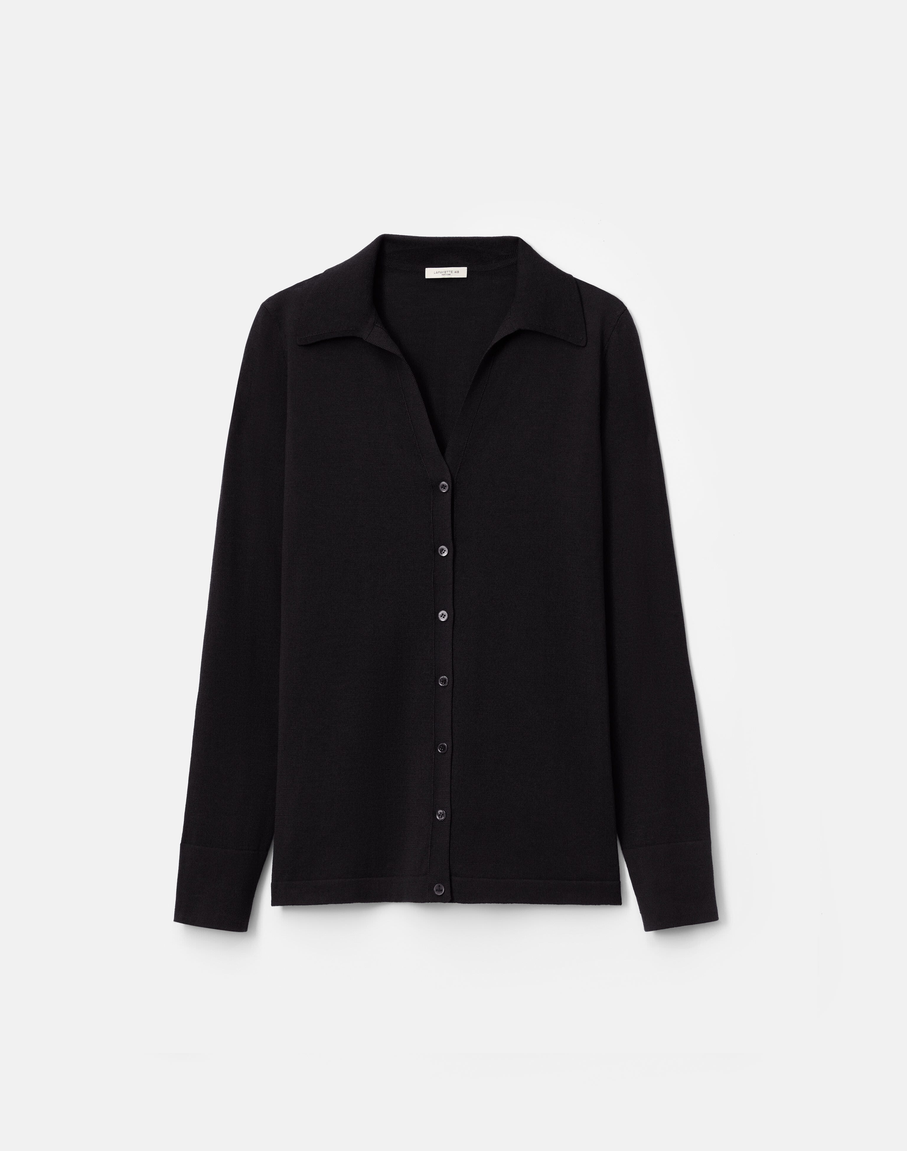 Petite Fine Cotton-Silk Slim Polo Cardigan
