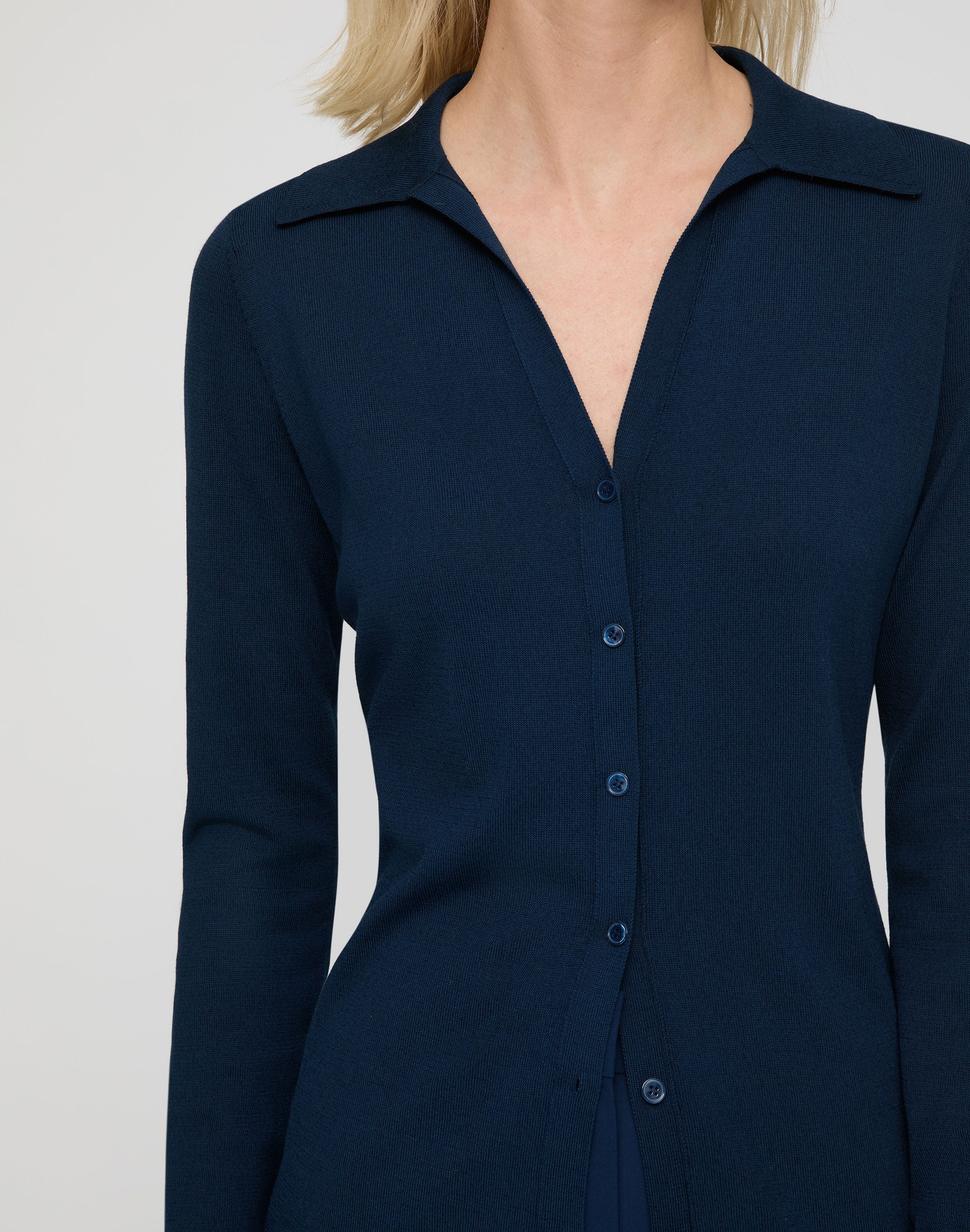 Fine Cotton-Silk Slim Polo Cardigan