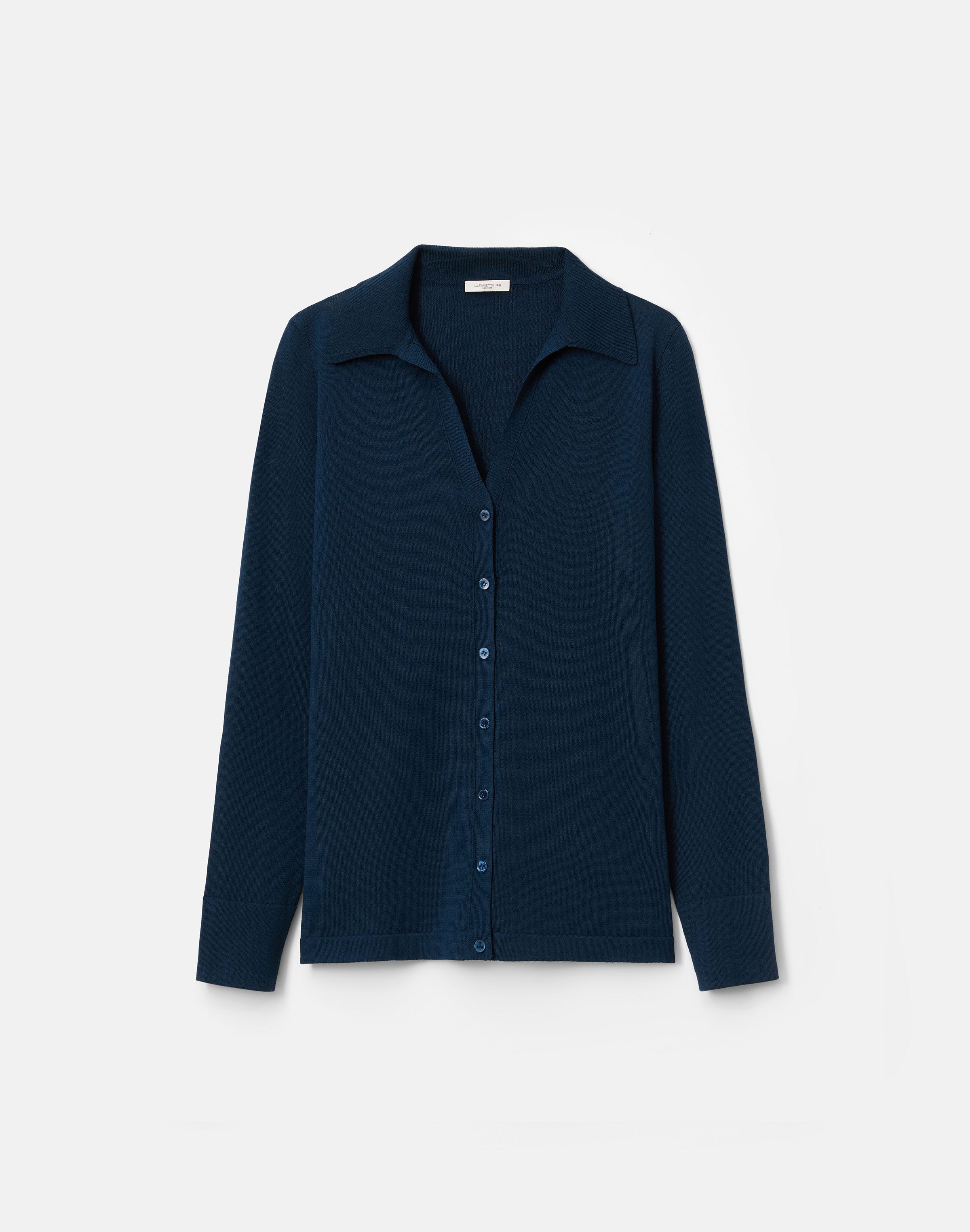 Fine Cotton-Silk Slim Polo Cardigan