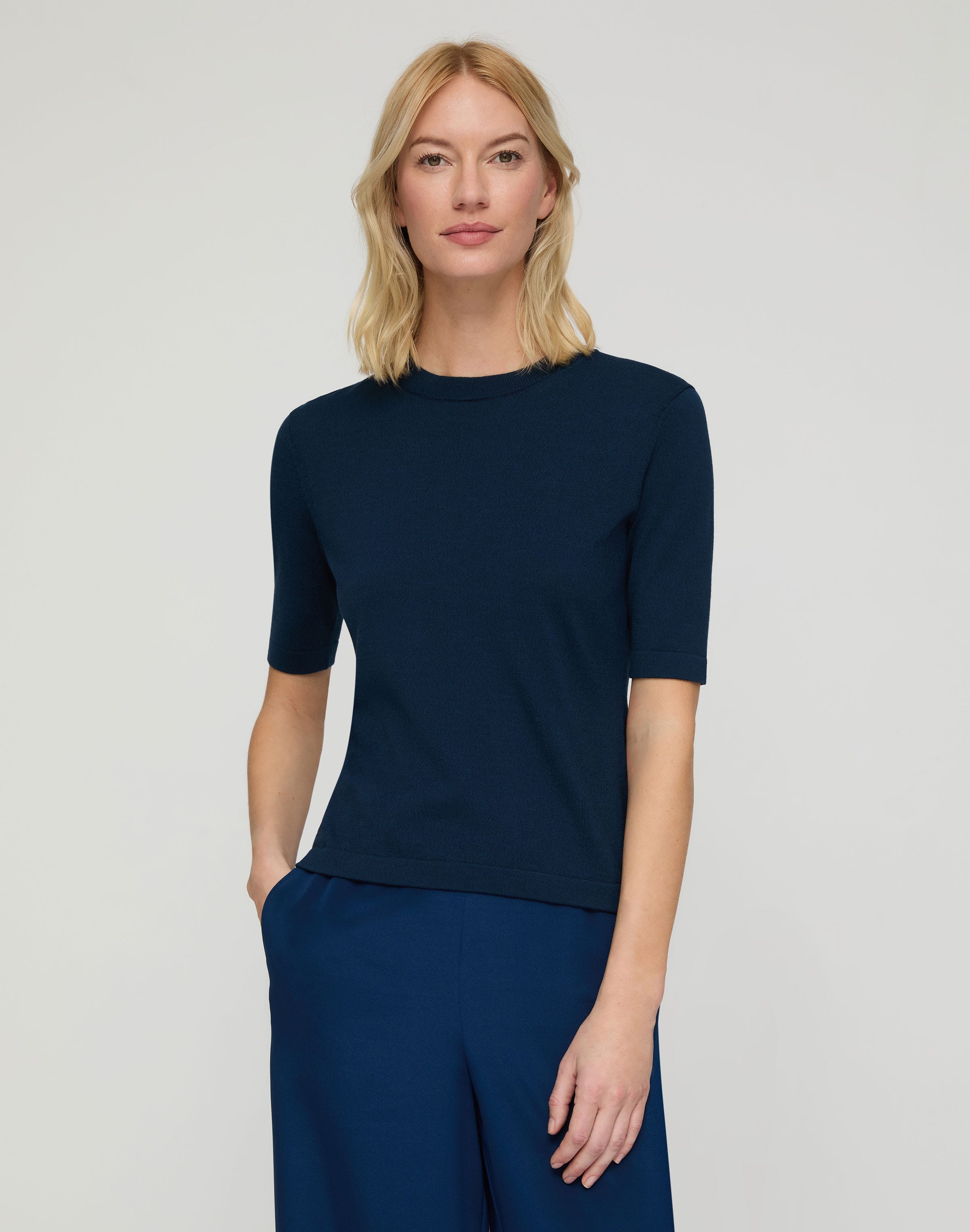 Plus-Size Fine Cotton-Silk Knit T-Shirt