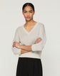 Cotton-Sequin Silk V-Neck Sweater