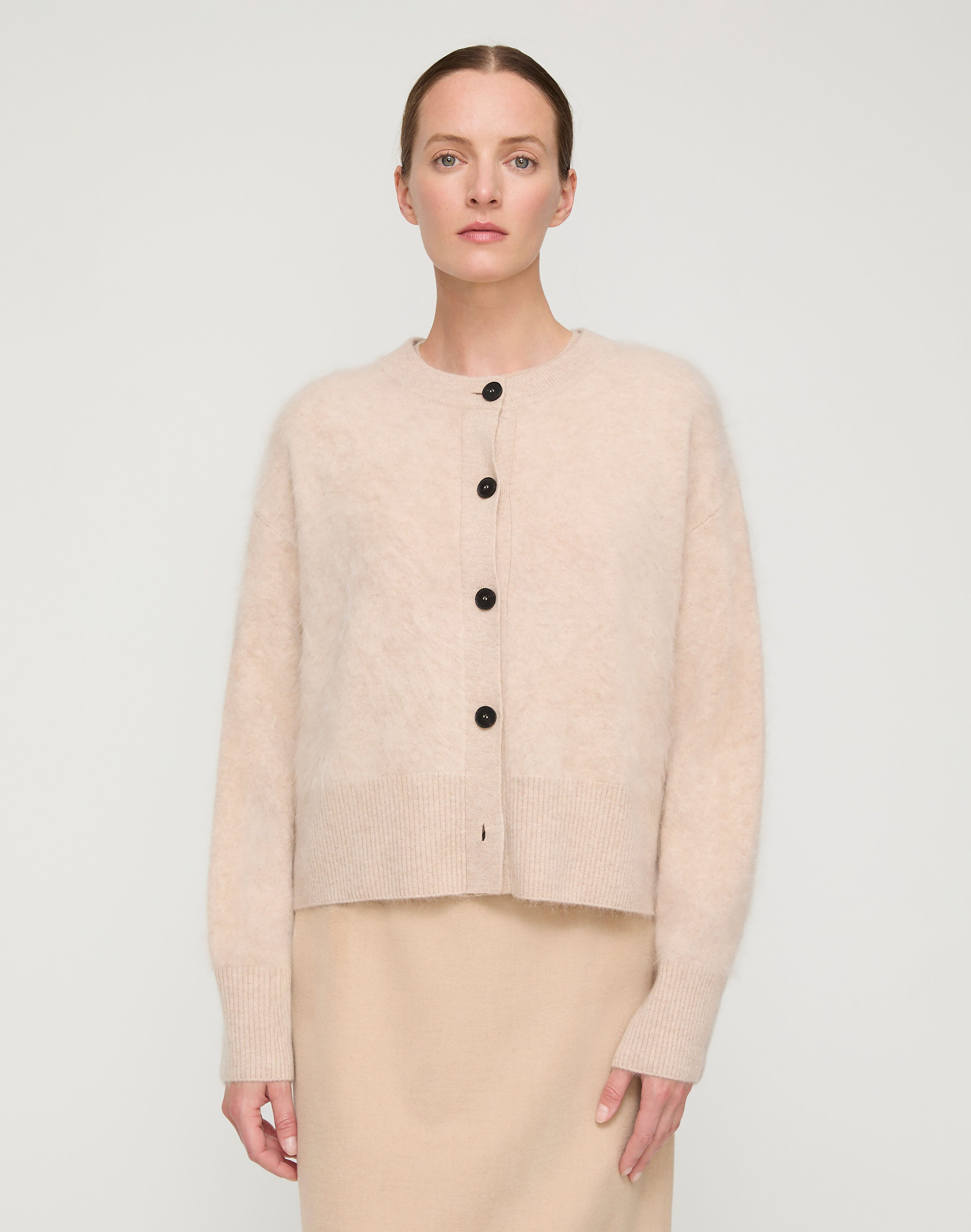Brushed Cashmere Button Front Cardigan