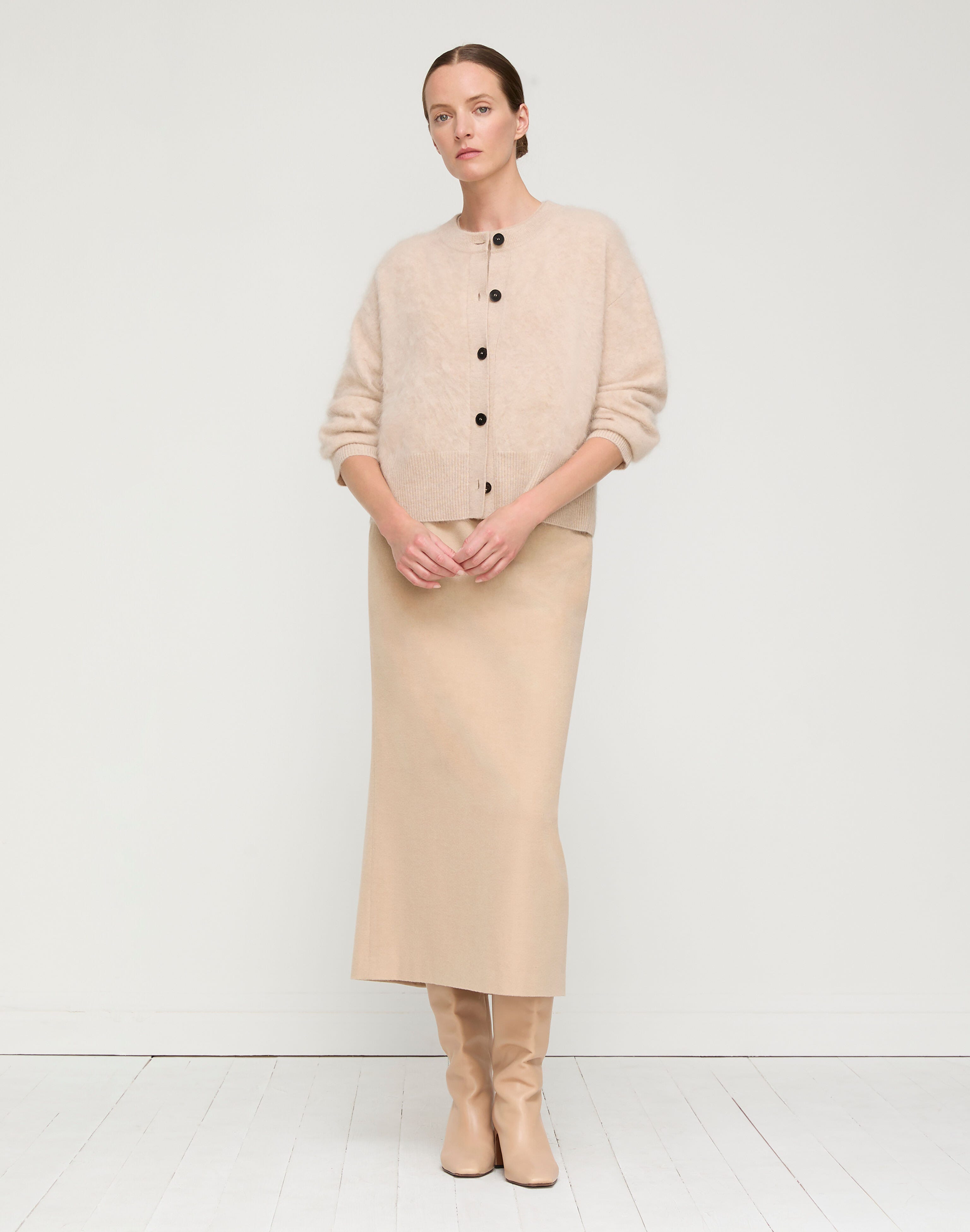 Brushed Cashmere Button Front Cardigan