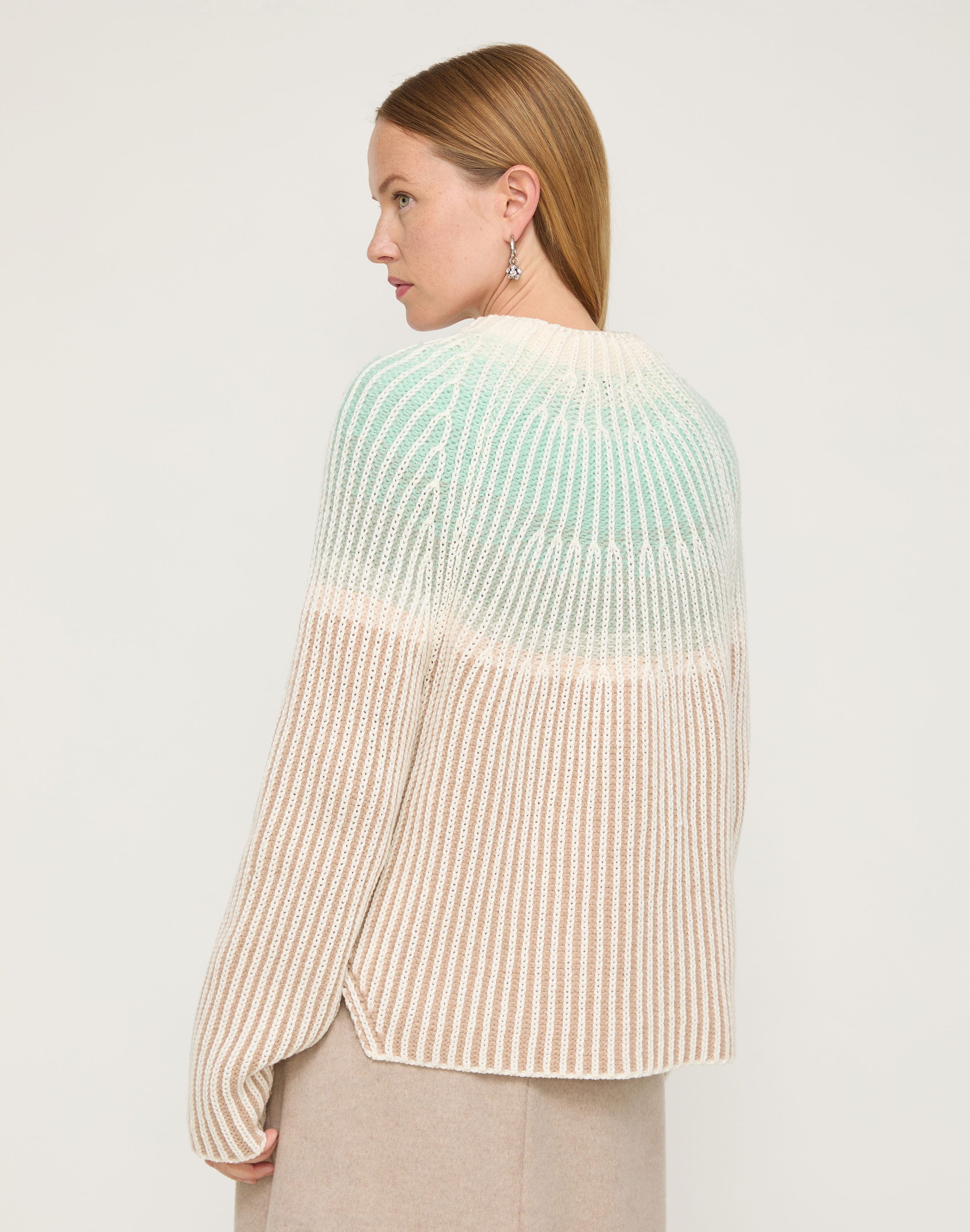 Wool-Cashmere & Cotton Ribbed Fair Isle Sweater