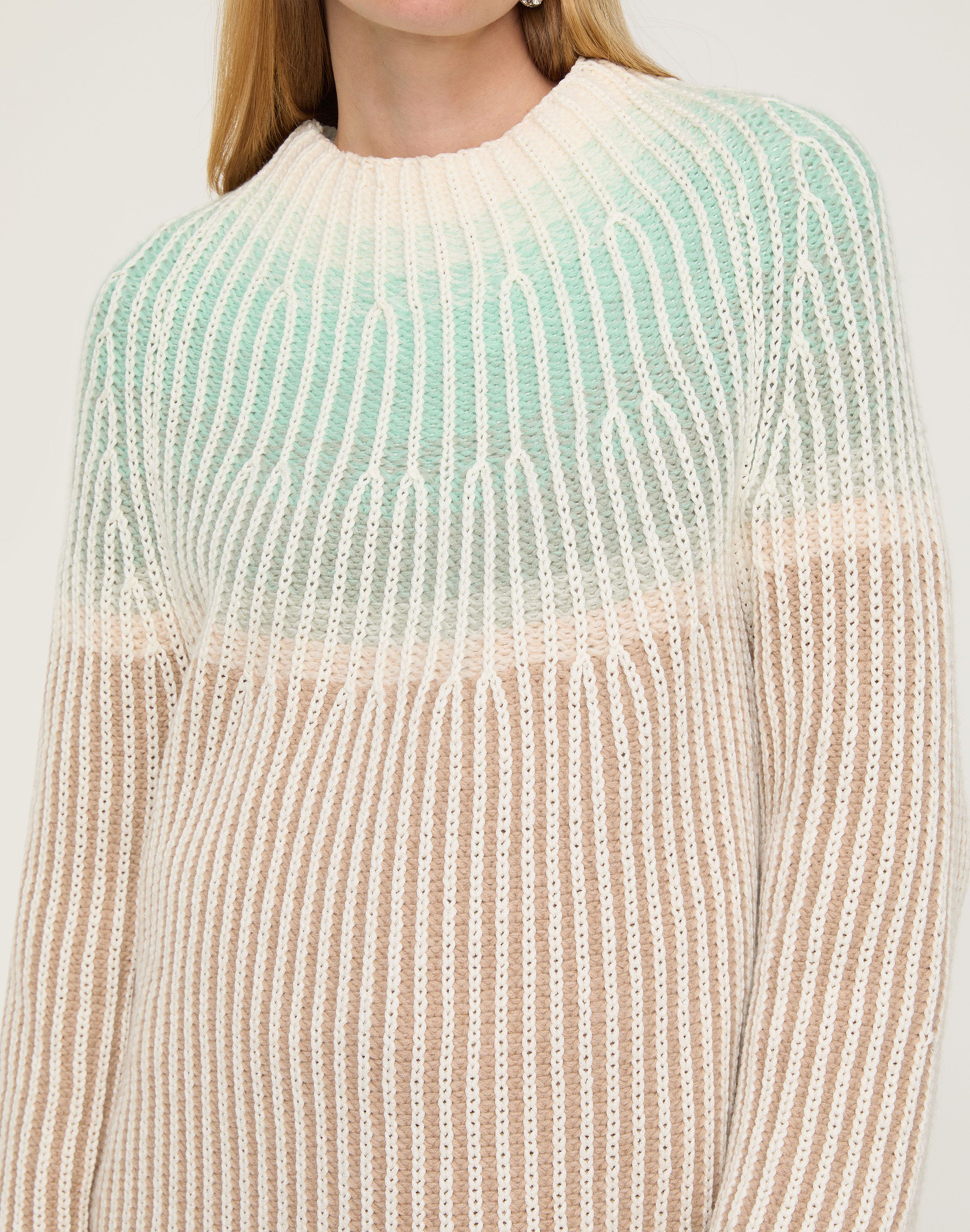 Wool-Cashmere & Cotton Ribbed Fair Isle Sweater