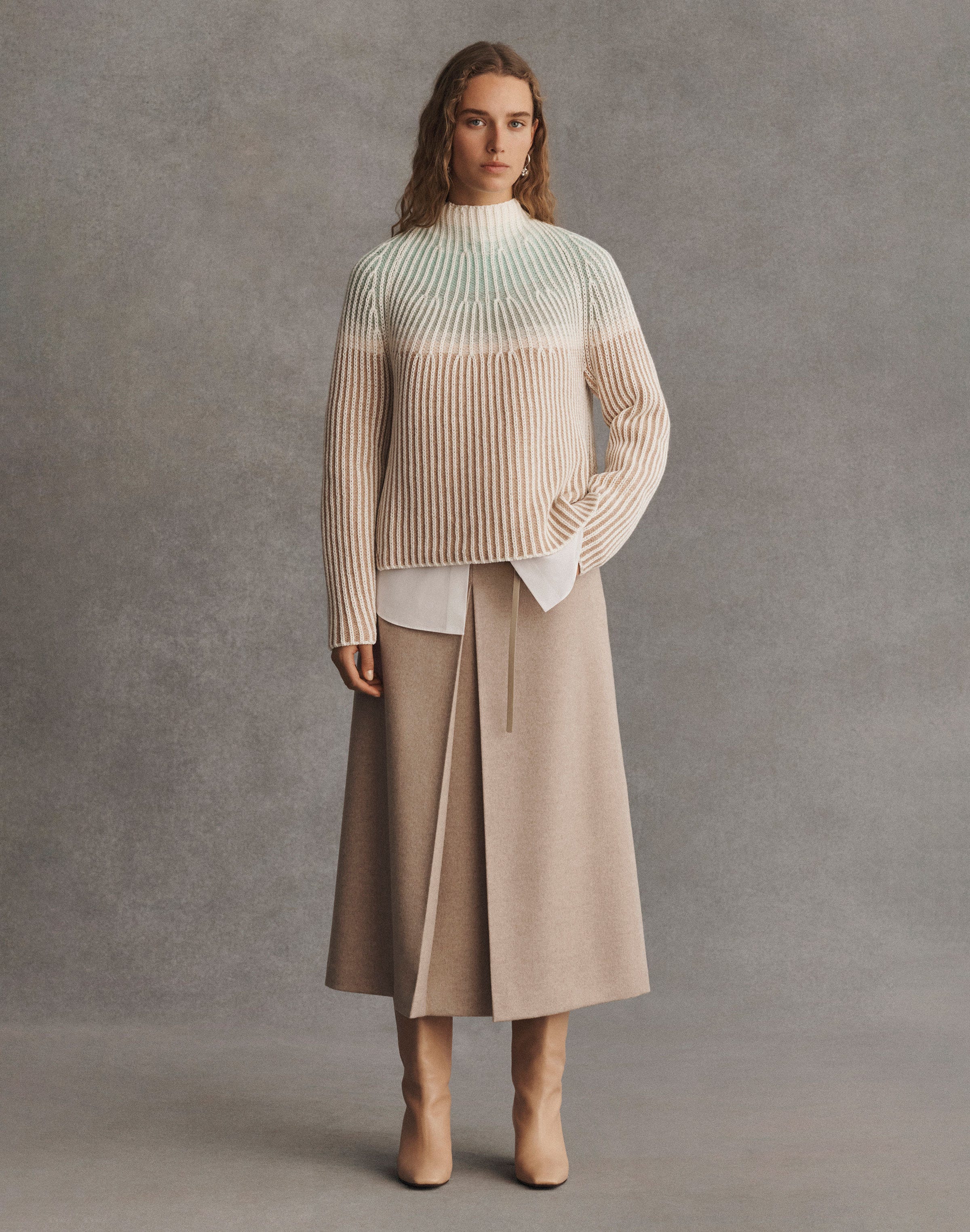 Wool-Cashmere & Cotton Ribbed Fair Isle Sweater