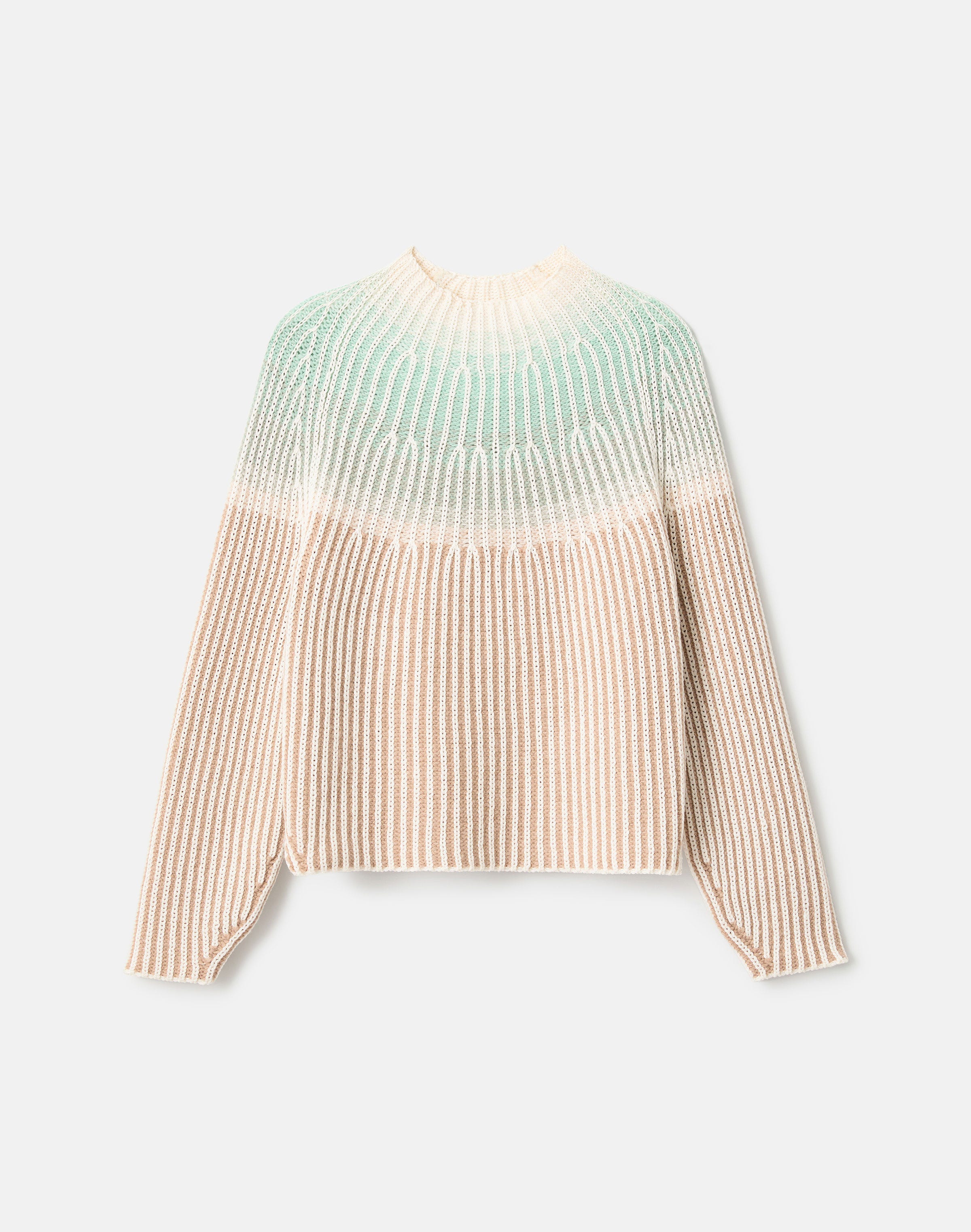Wool-Cashmere & Cotton Ribbed Fair Isle Sweater