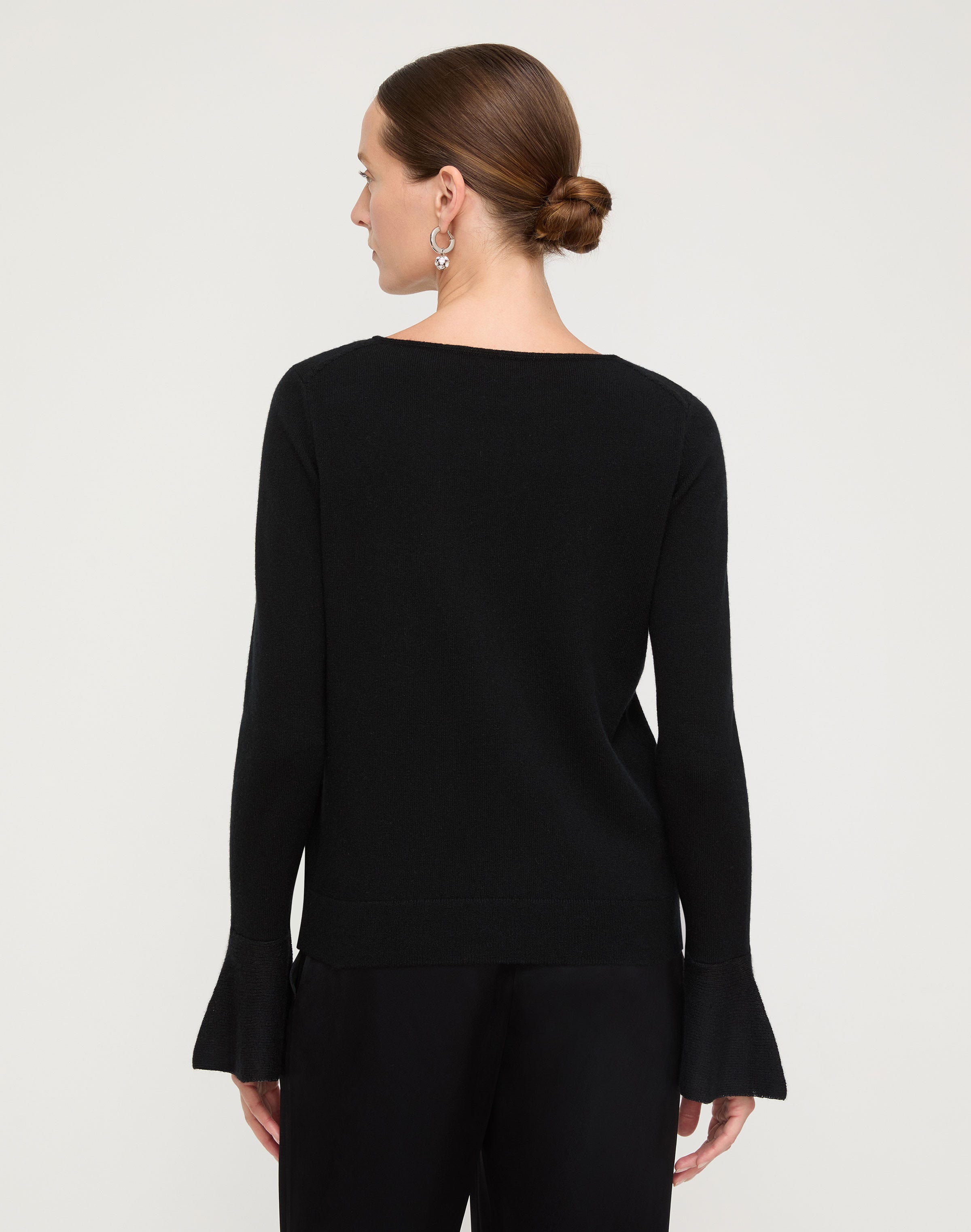 Petite Cashmere Metallic Ruffle Cuff Sweater