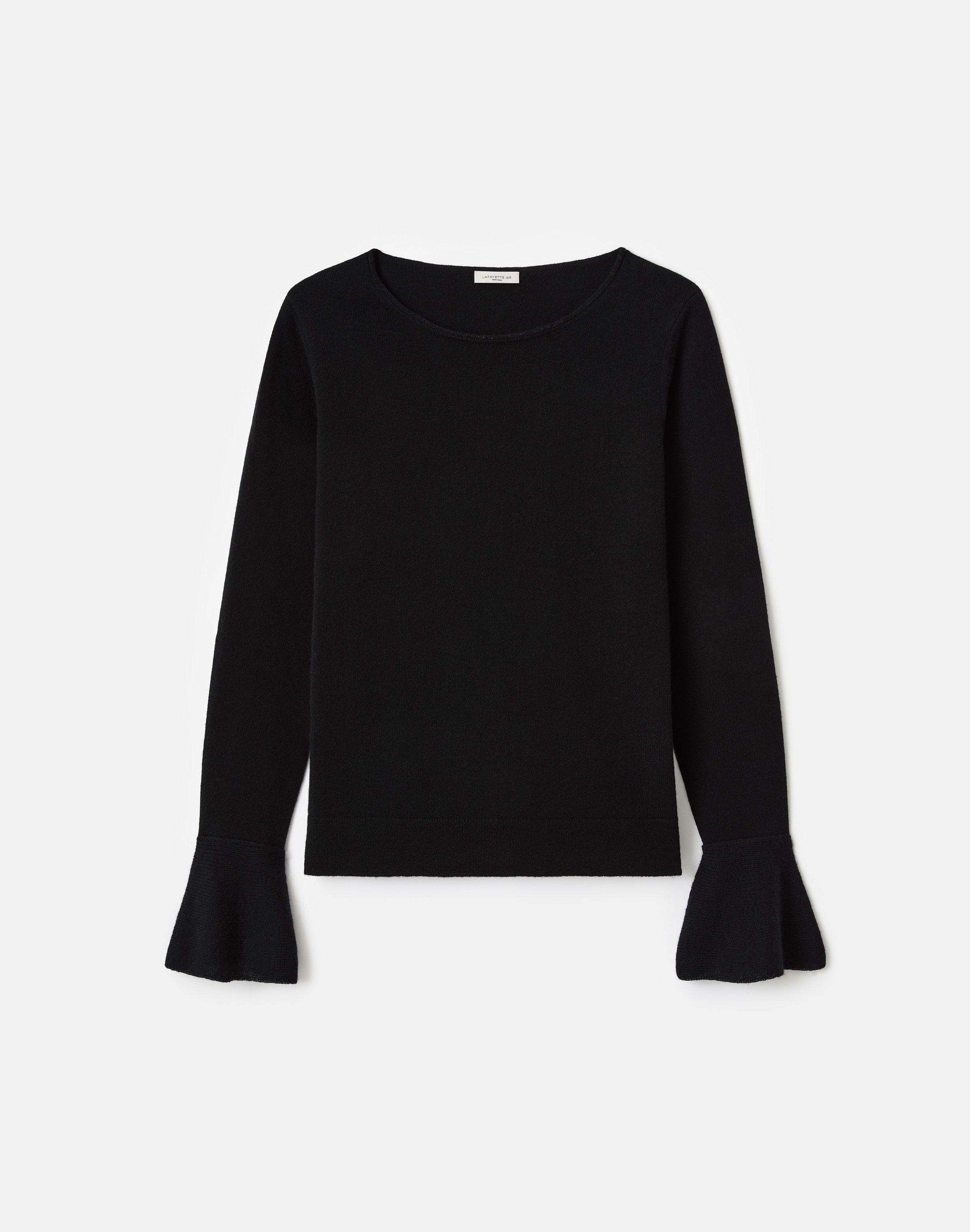Petite Cashmere Metallic Ruffle Cuff Sweater