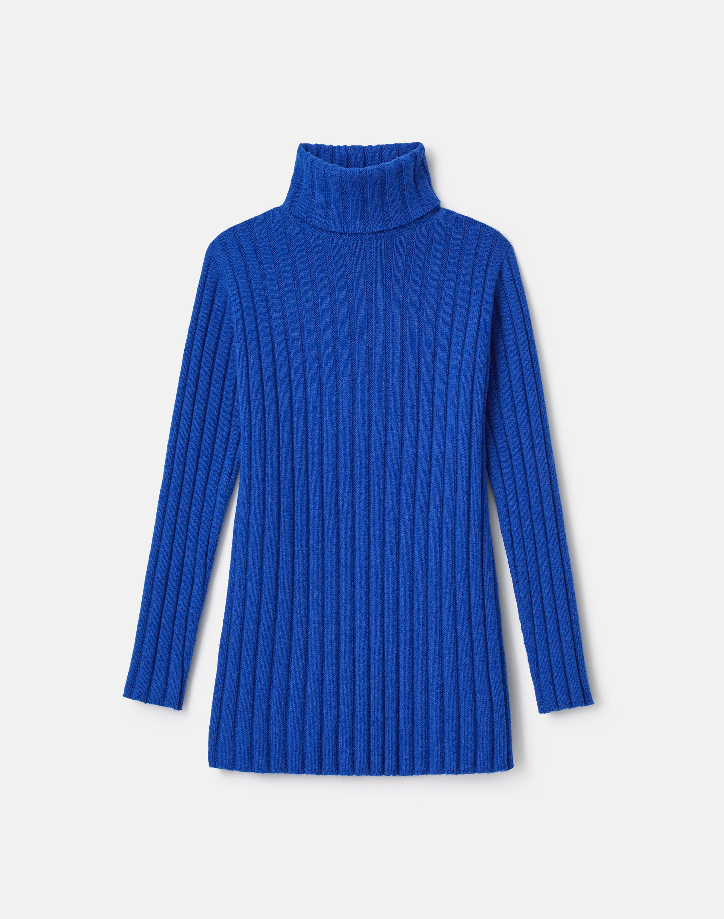 Merino Wool-Cashmere Wide Ribbed Turtleneck Sweater