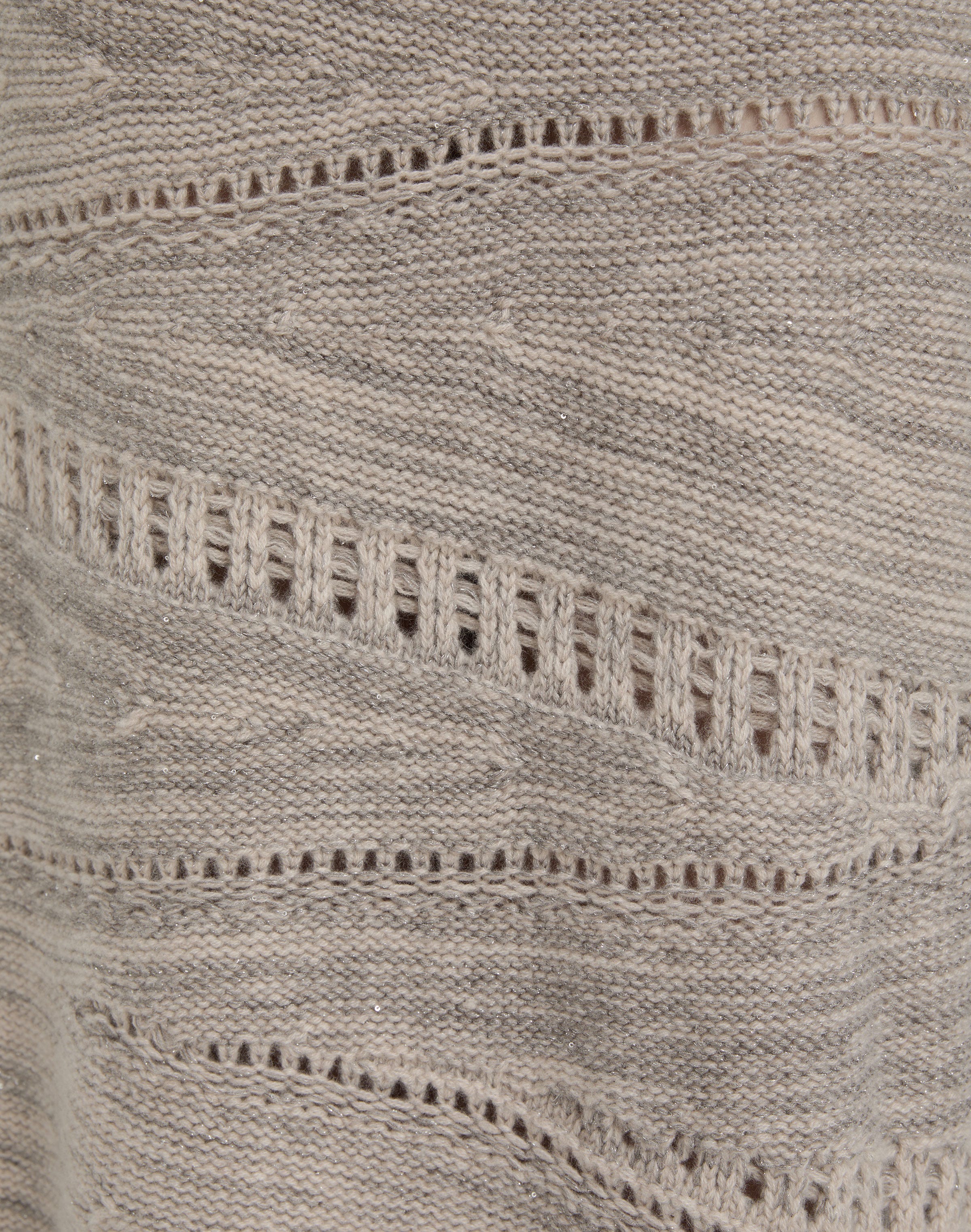 Cashmere-Sequin Silk Pointelle Asymmetric Skirt