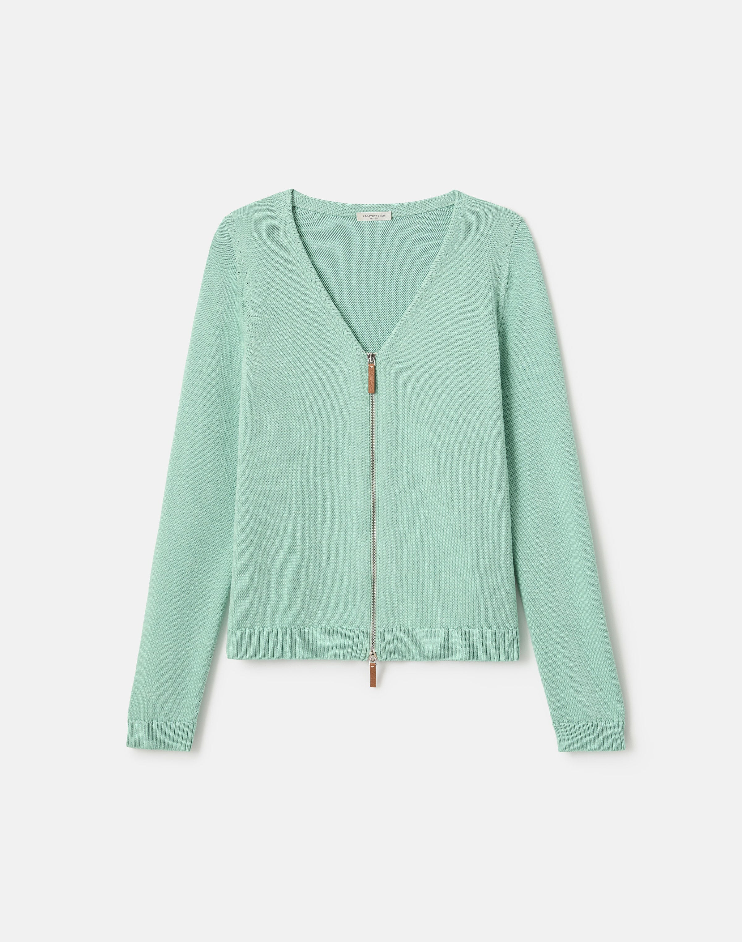 Cotton-Silk V-Neck Bomber Cardigan
