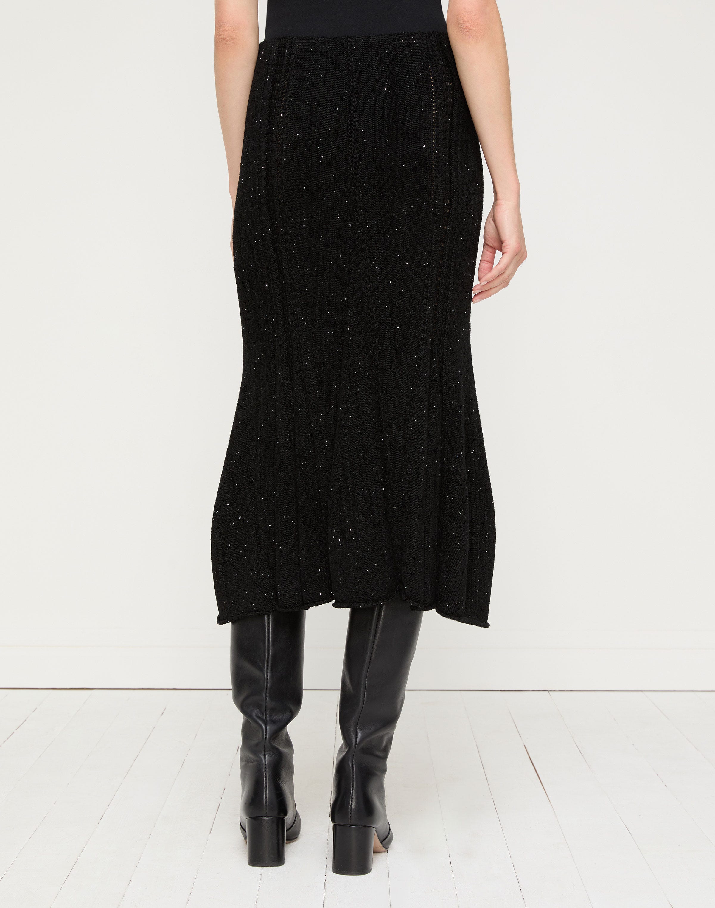 Sequin Velour Knit Peplum Skirt