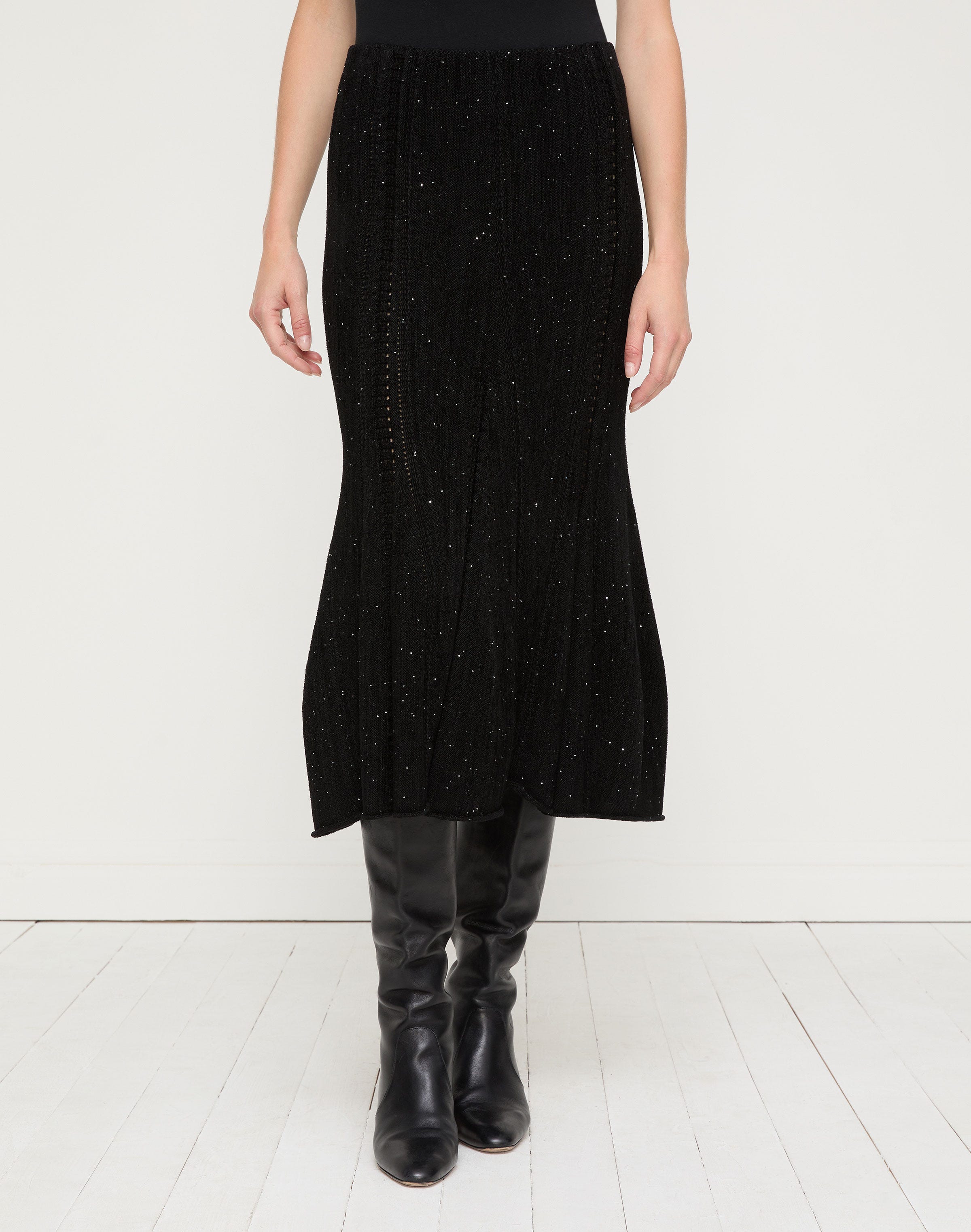 Sequin Velour Knit Peplum Skirt