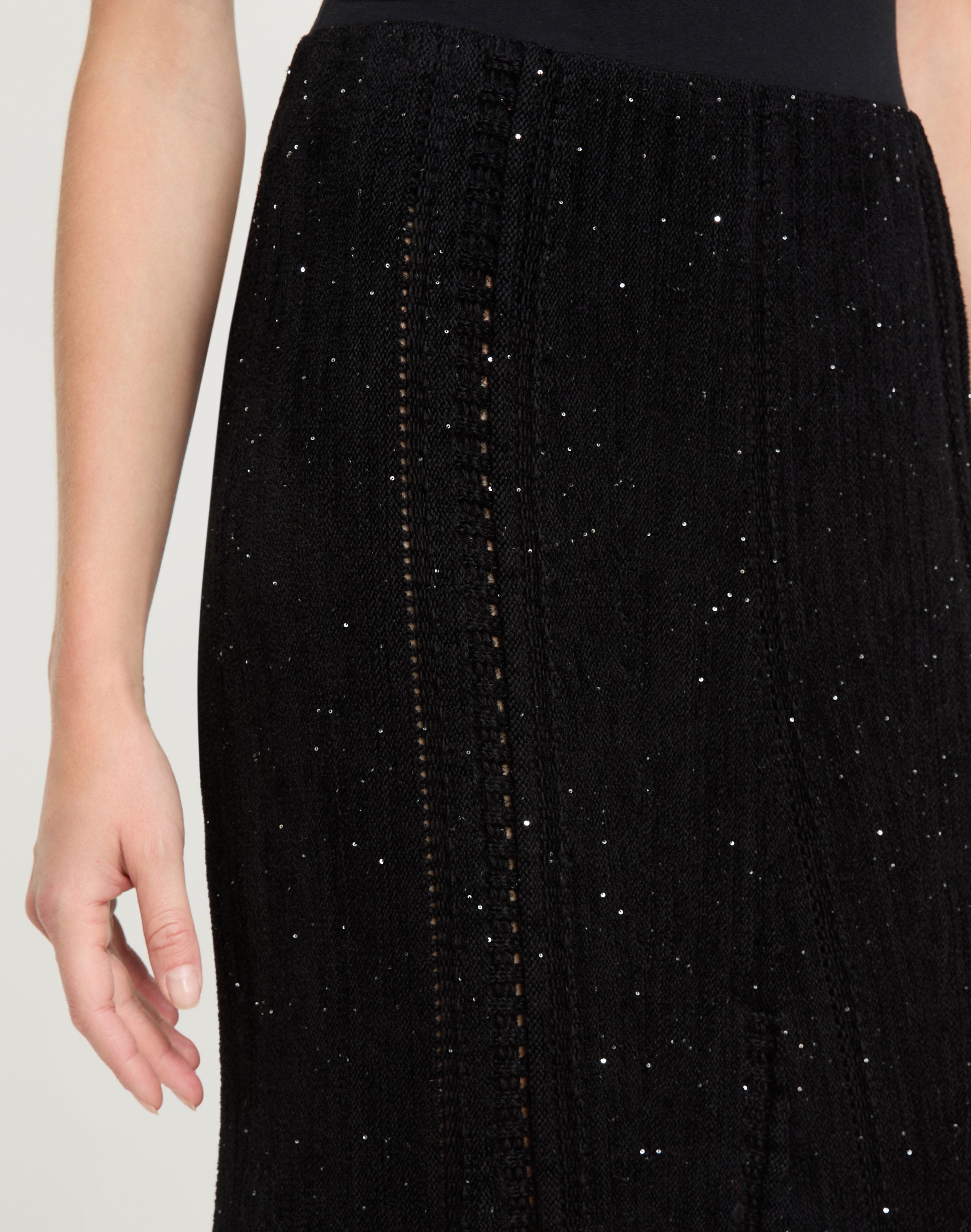 Sequin Velour Knit Peplum Skirt