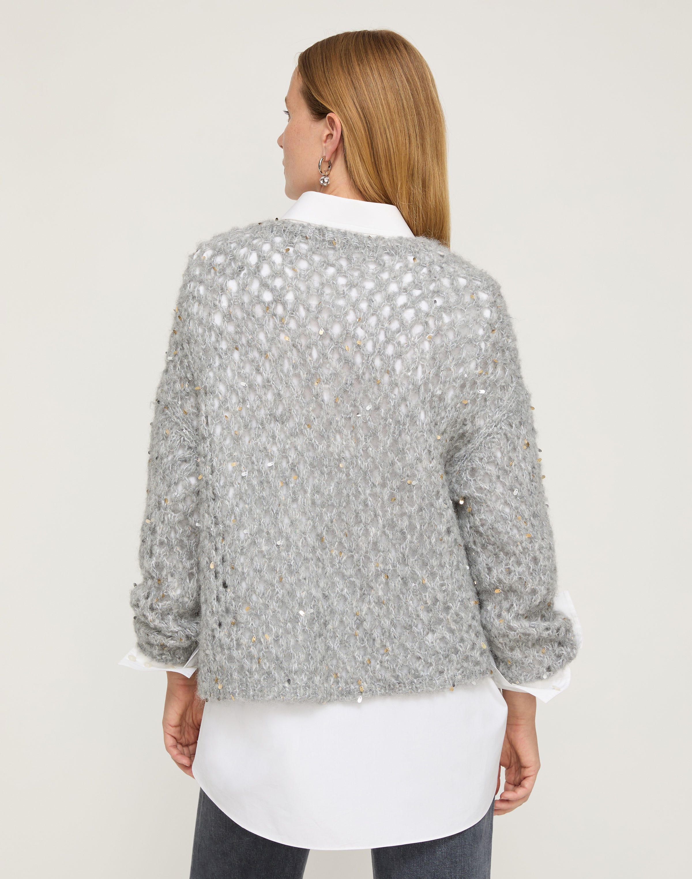 Hand Knit Alpaca-Cotton Sequin Sweater
