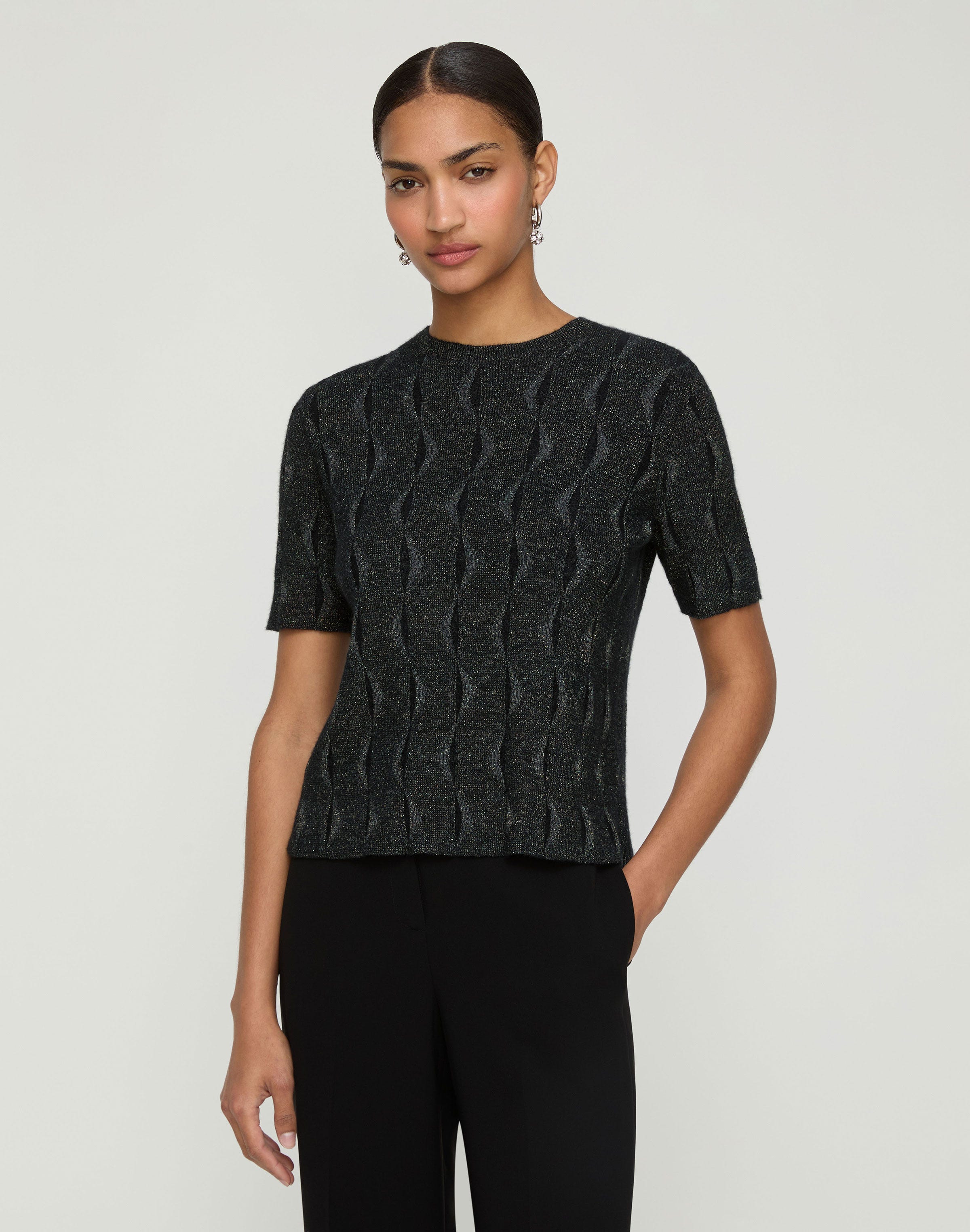 Petite Iridescent Fine Gauge Cashmere Crewneck Sweater