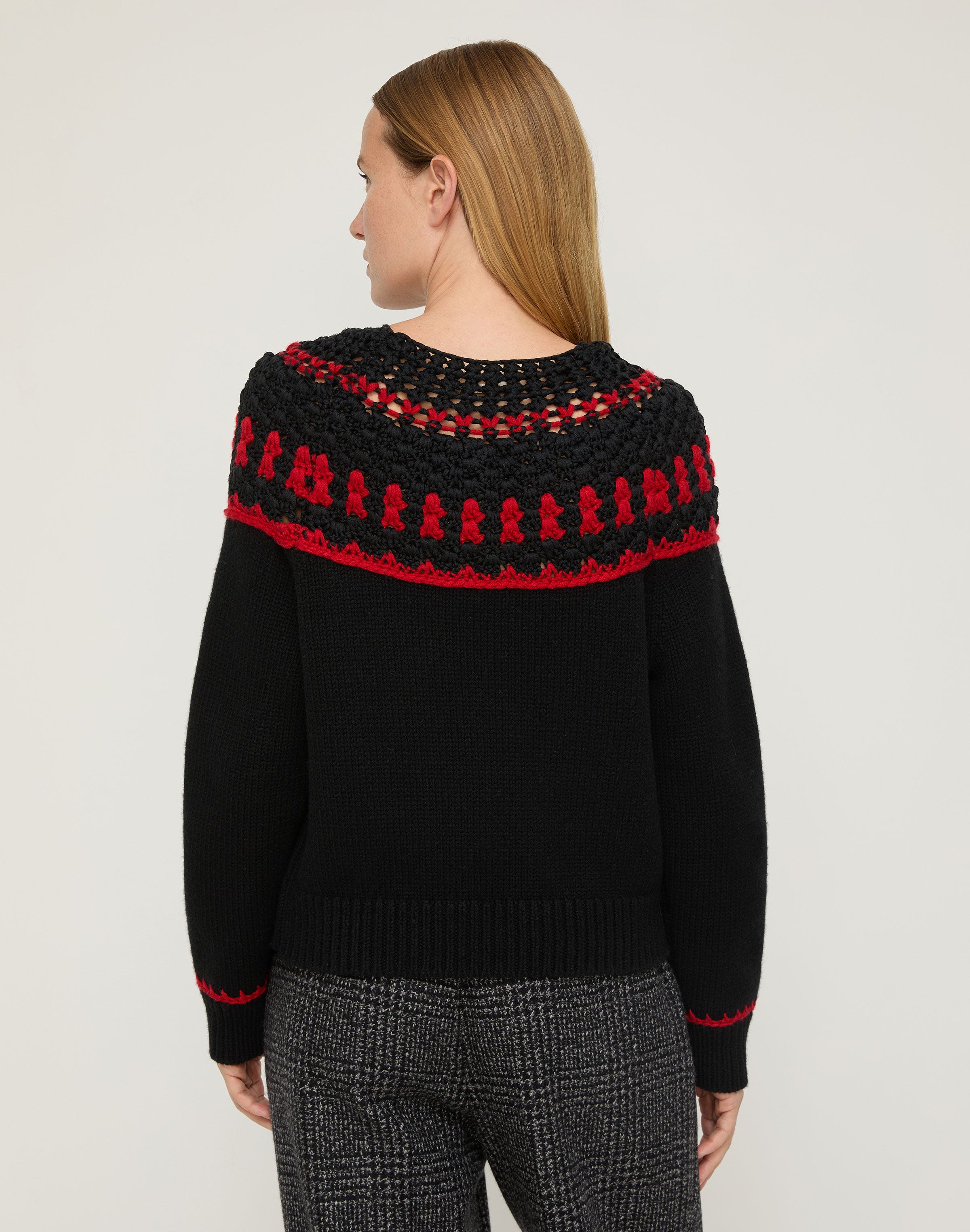 Merino Wool-Cashmere & Silk Crochet Fair Isle Sweater