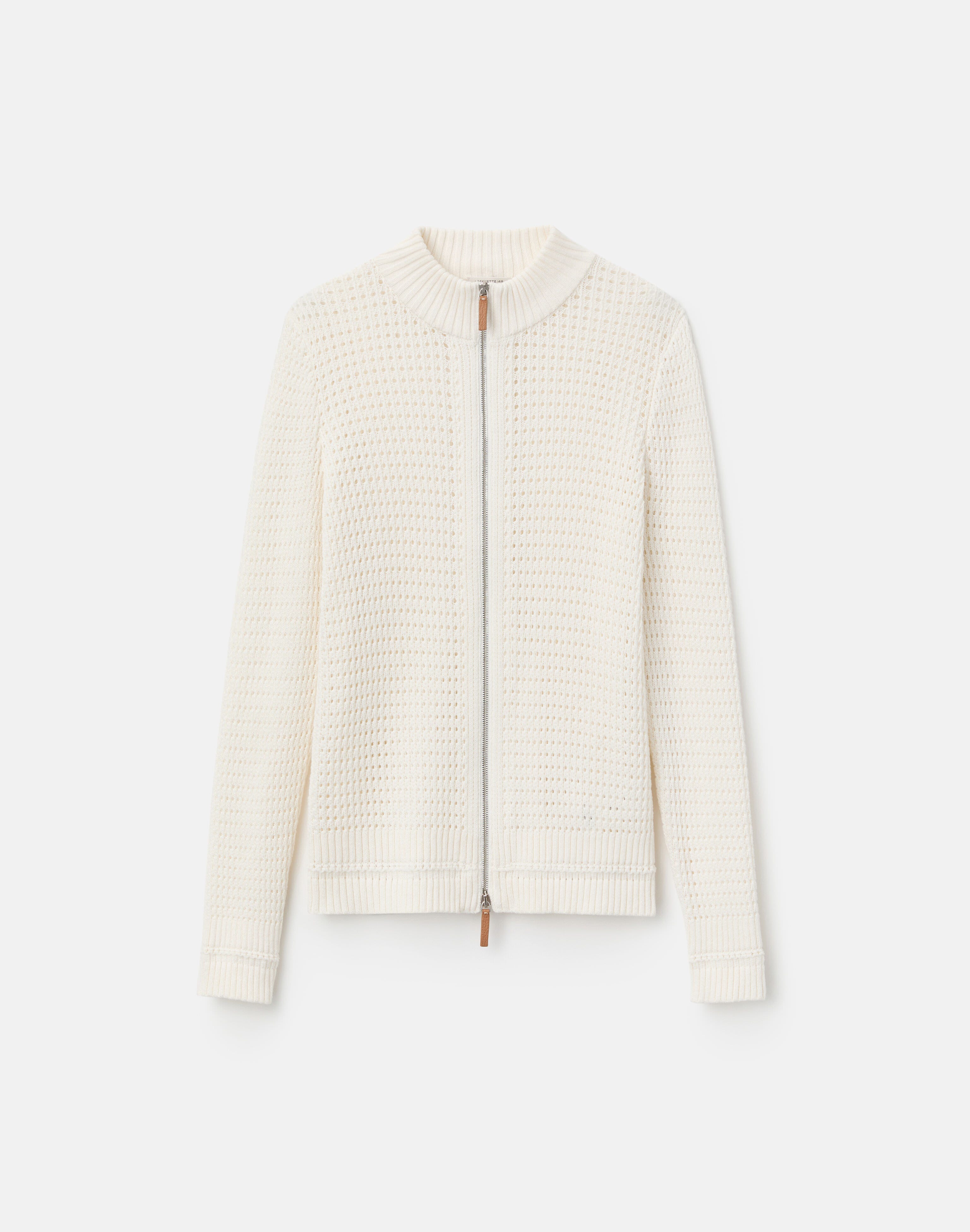 Cotton-Linen Open Knit Bomber Cardigan