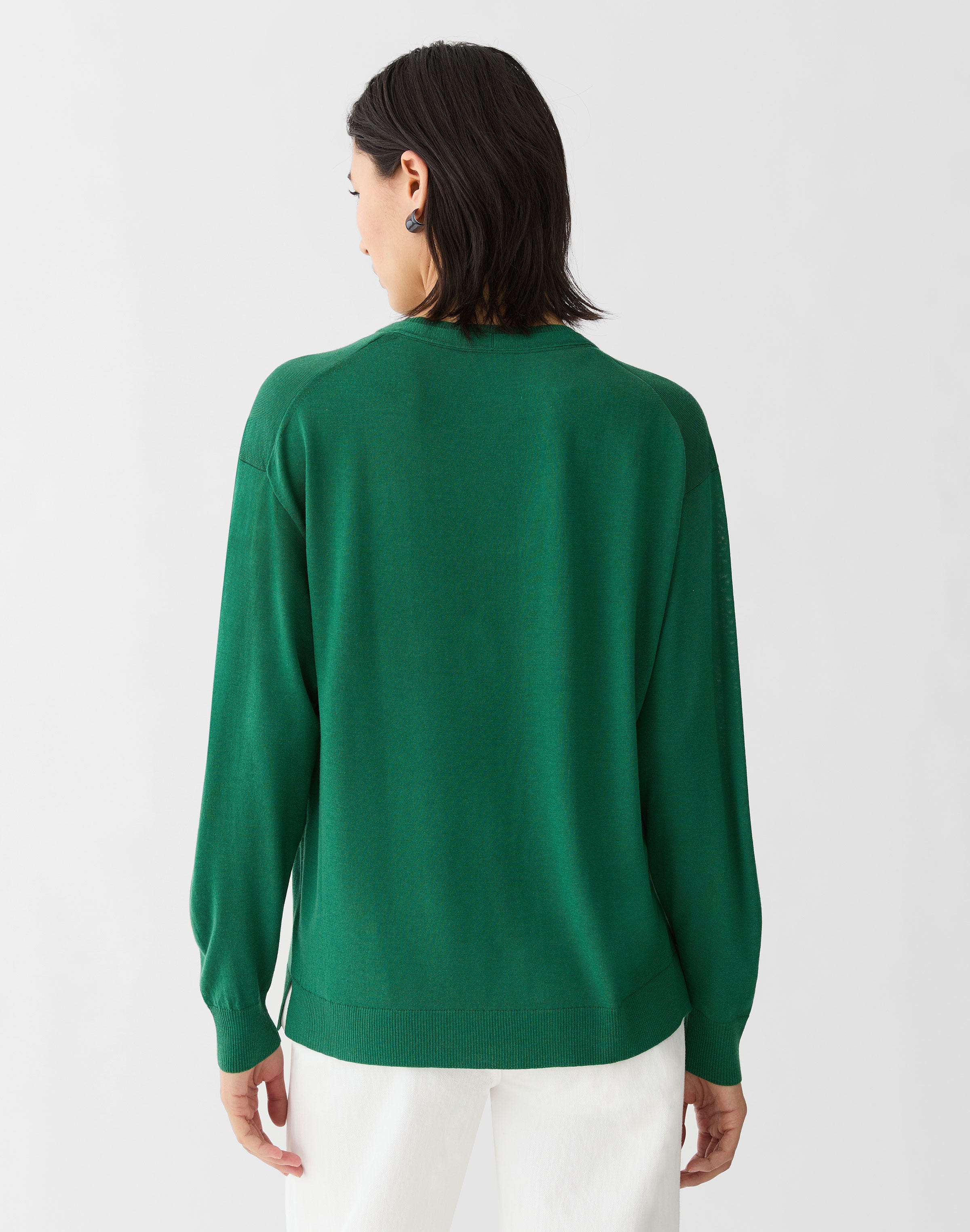 Plus-Size Superfine Merino Wool V-Neck Sweater