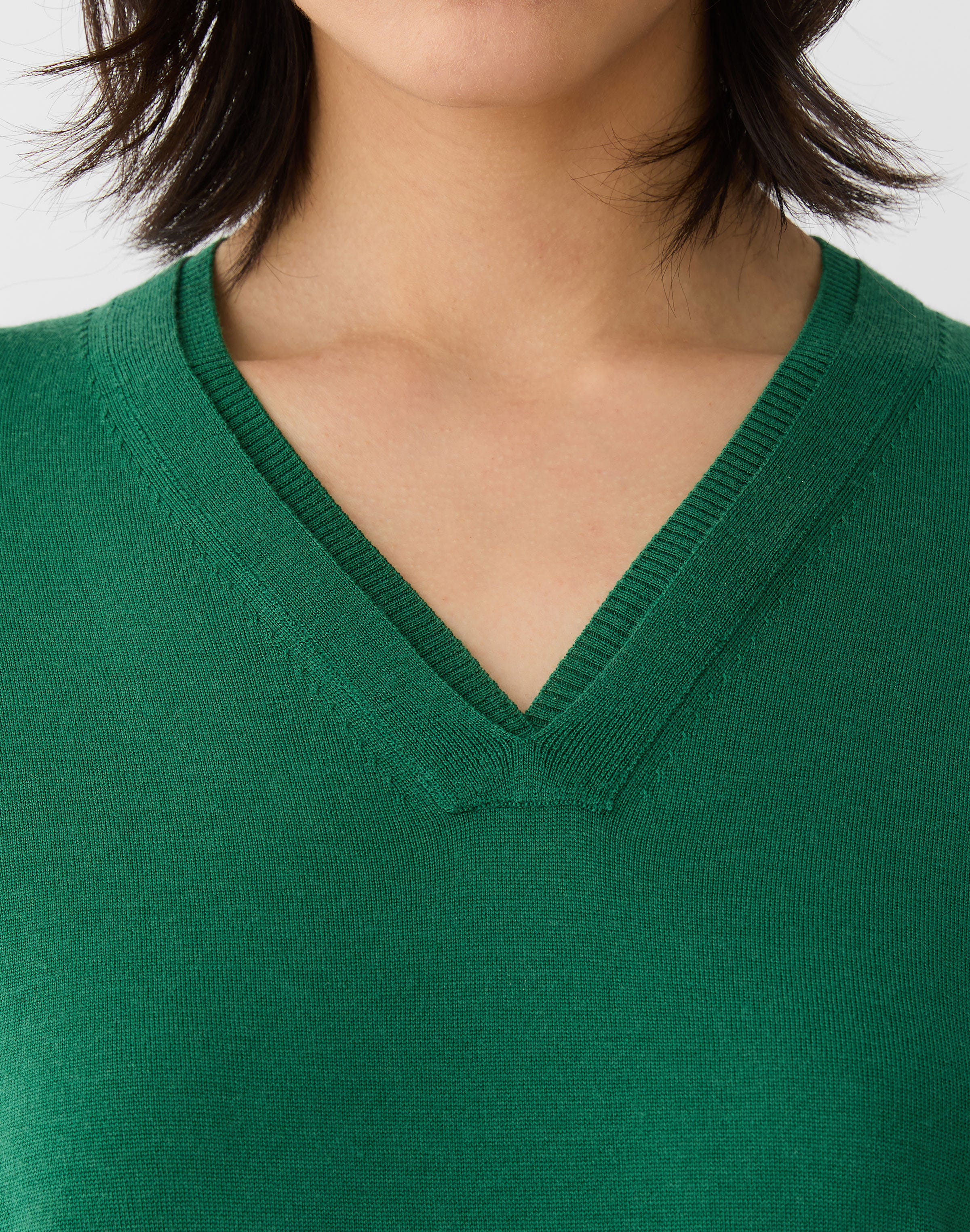 Plus-Size Superfine Merino Wool V-Neck Sweater