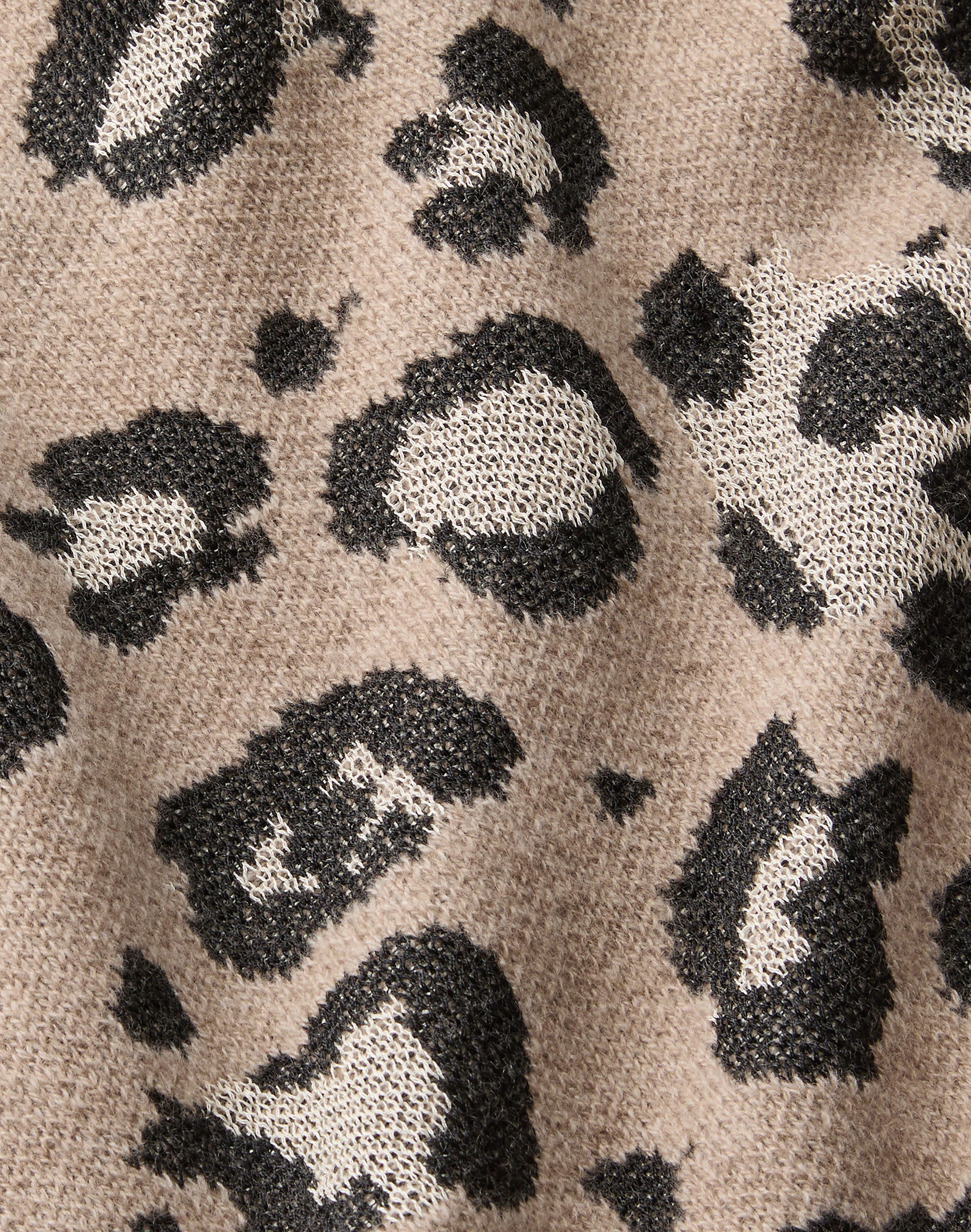 Leopard Jacquard Cashmere-Finespun Voile  Cardigan