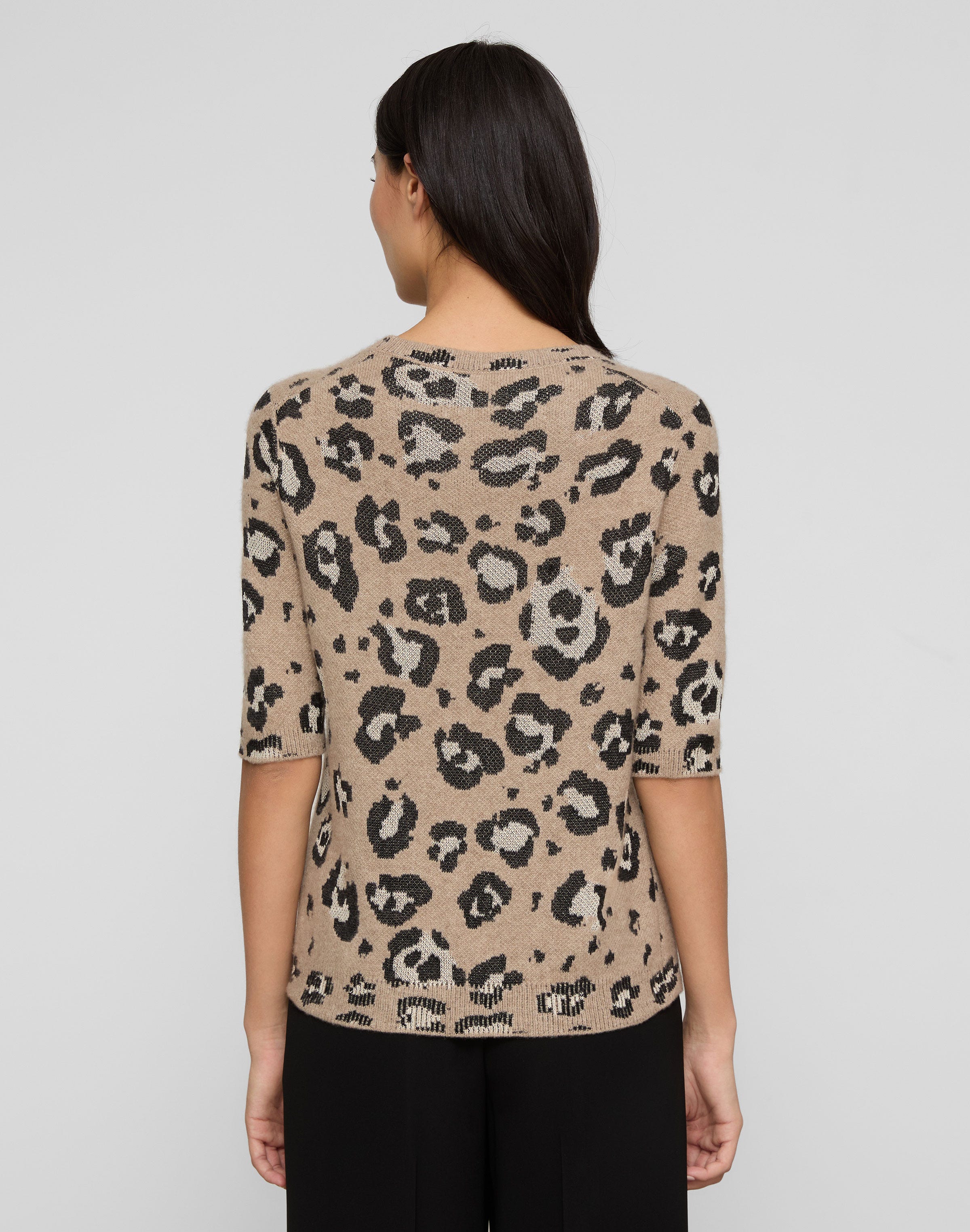 Leopard Jacquard Cashmere-Finespun Voile Sweater