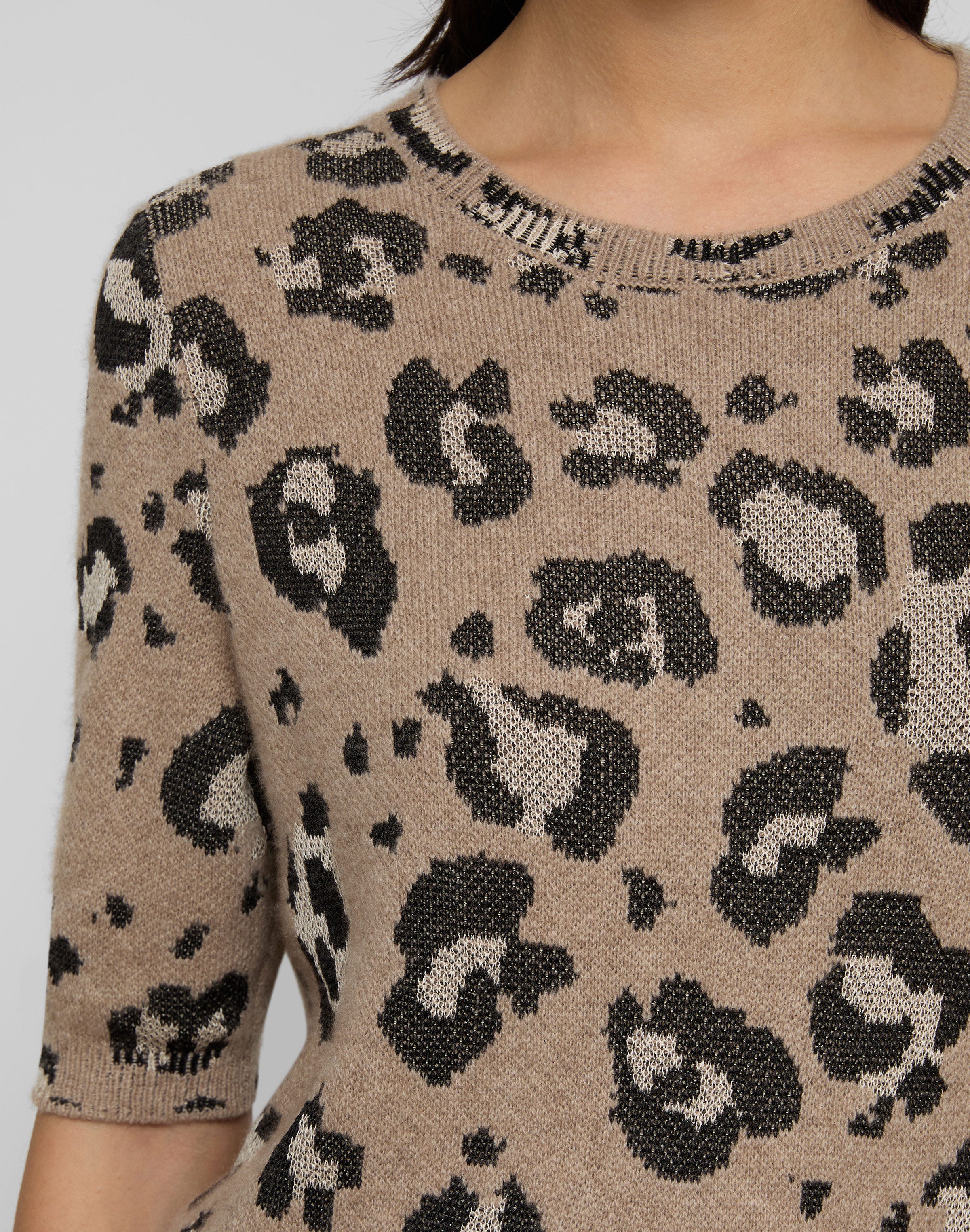 Leopard Jacquard Cashmere-Finespun Voile Sweater