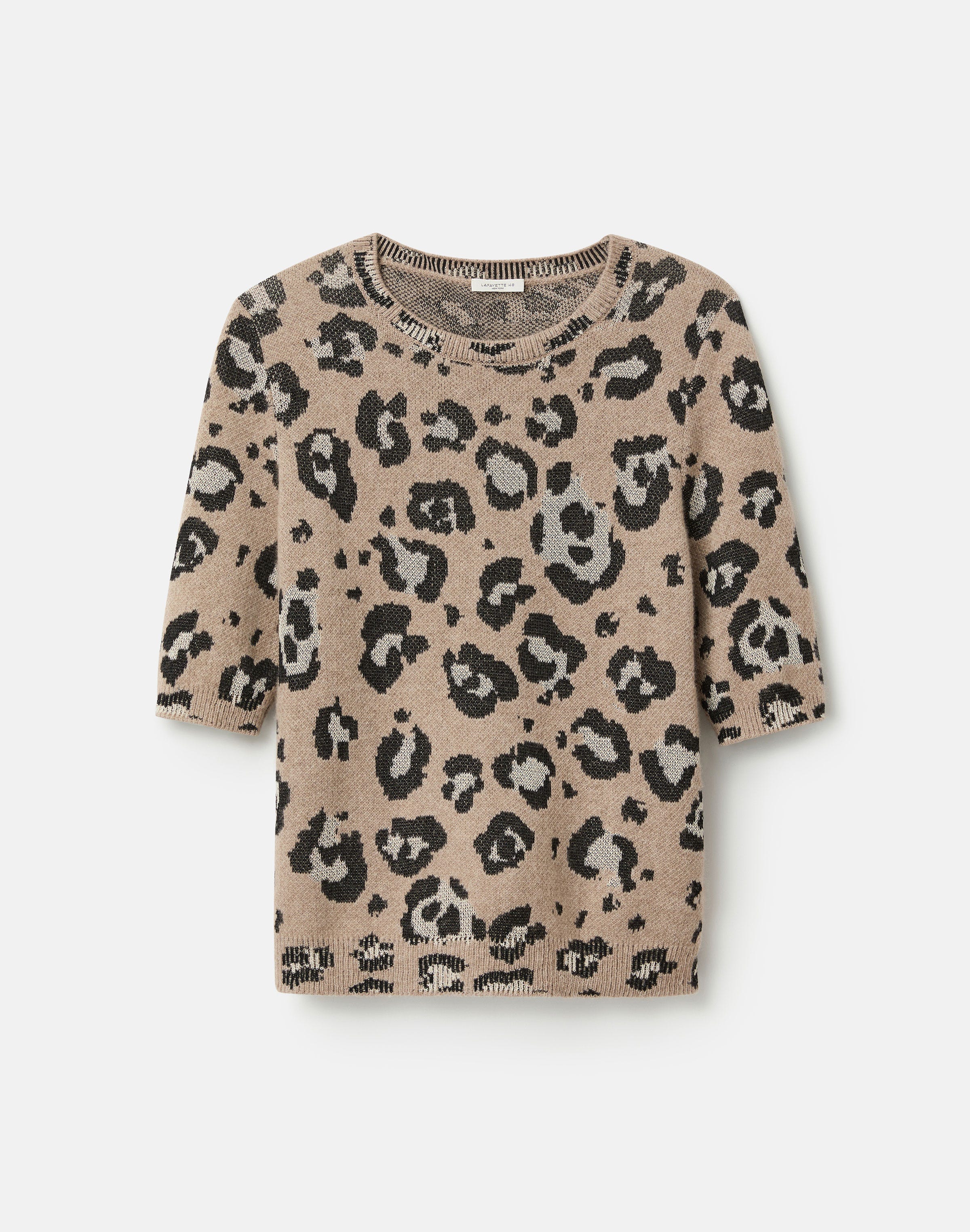 Leopard Jacquard Cashmere-Finespun Voile Sweater