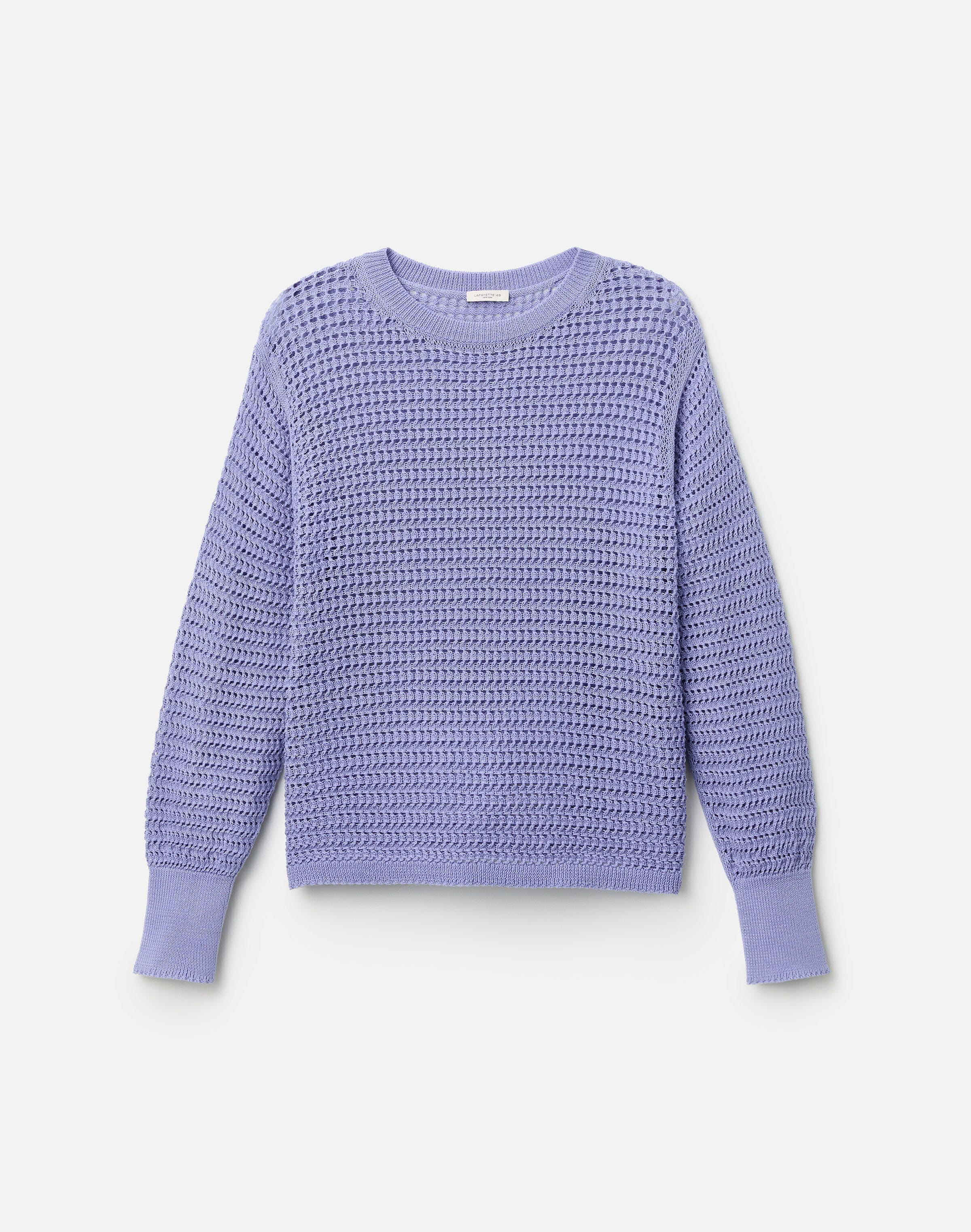 Plus-Size Fine Cotton Rope Open Knit Sweater