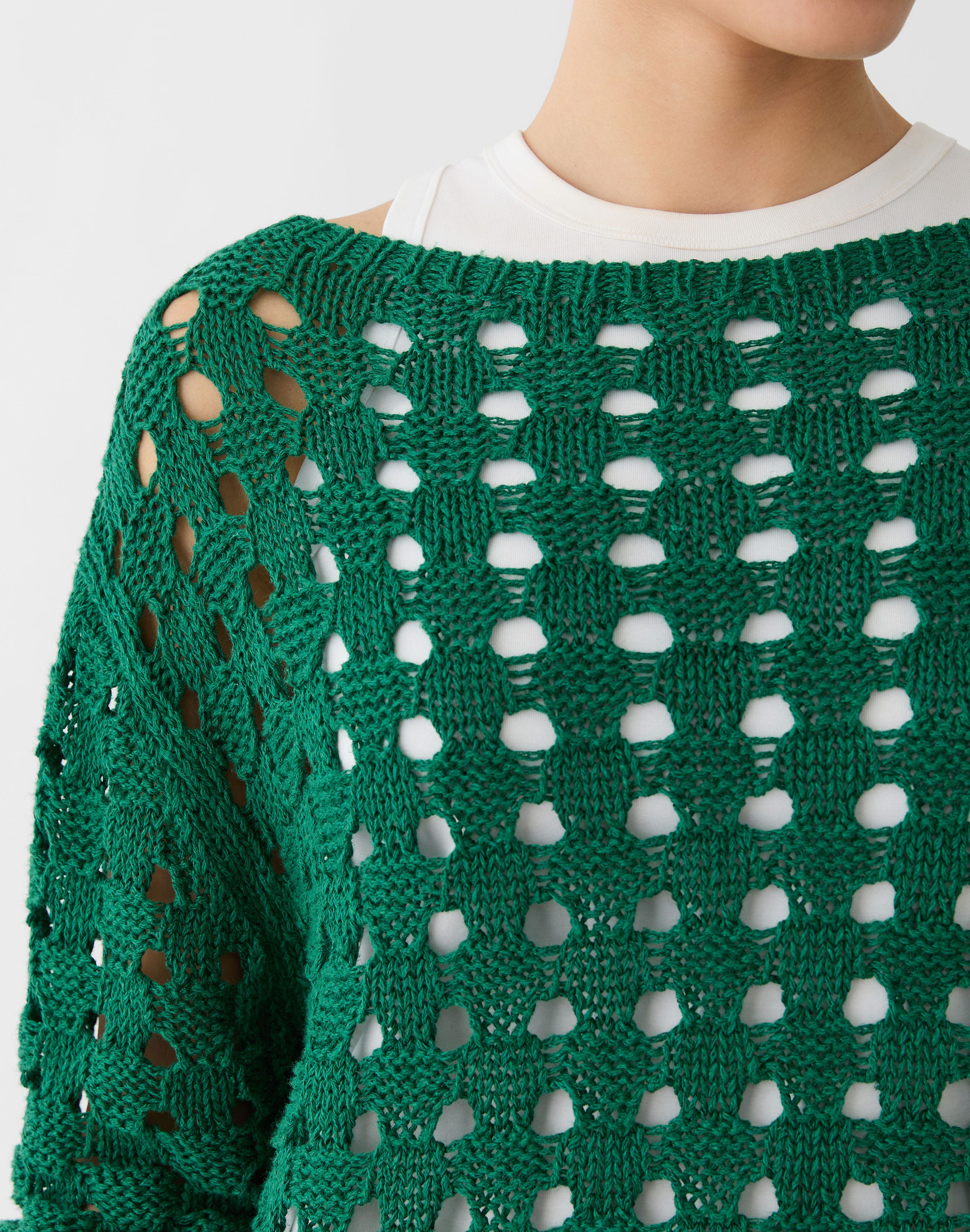 Linen-Silk Chainette Basket Stitch Sweater