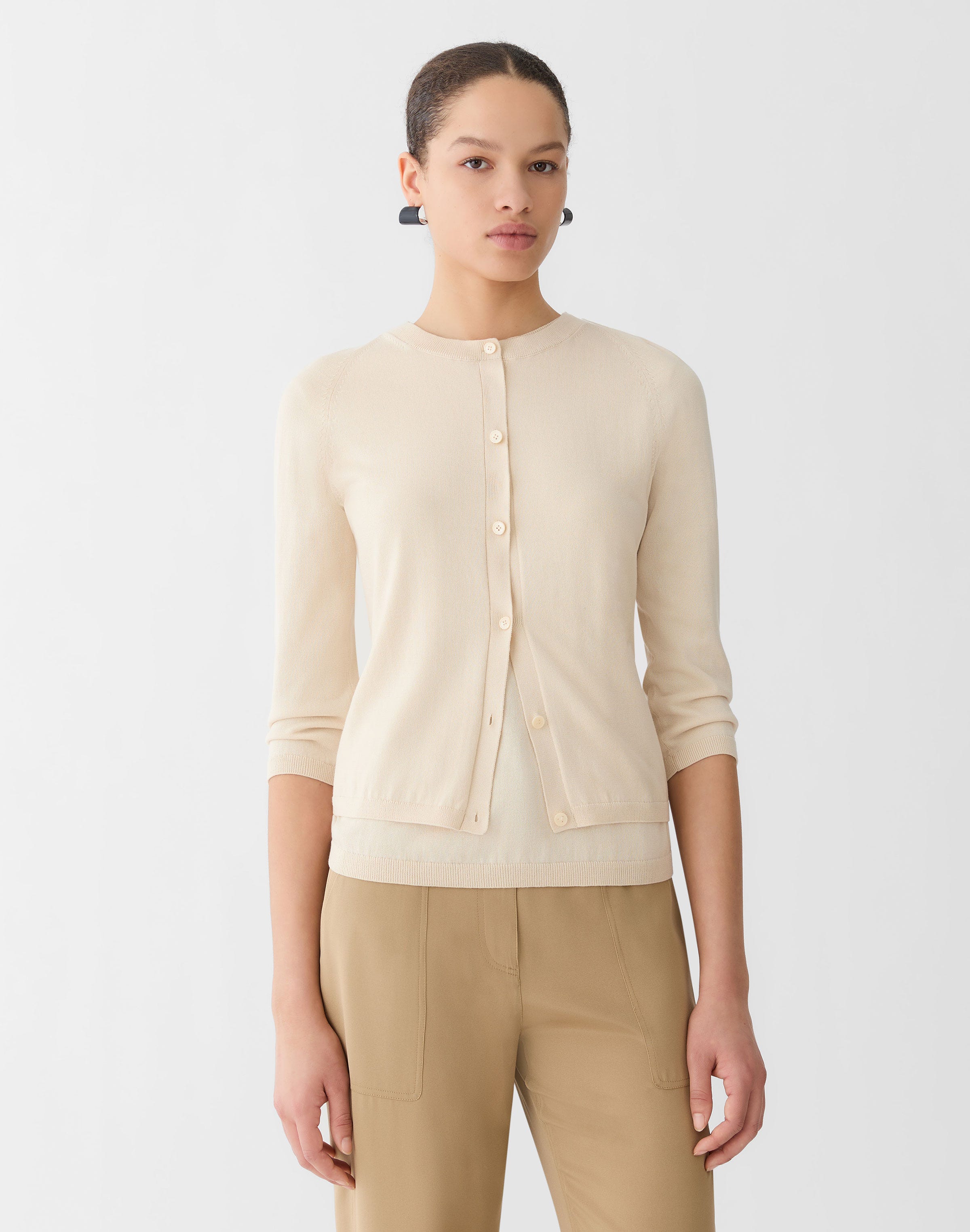 Fine Cotton-Silk Cropped Cardigan