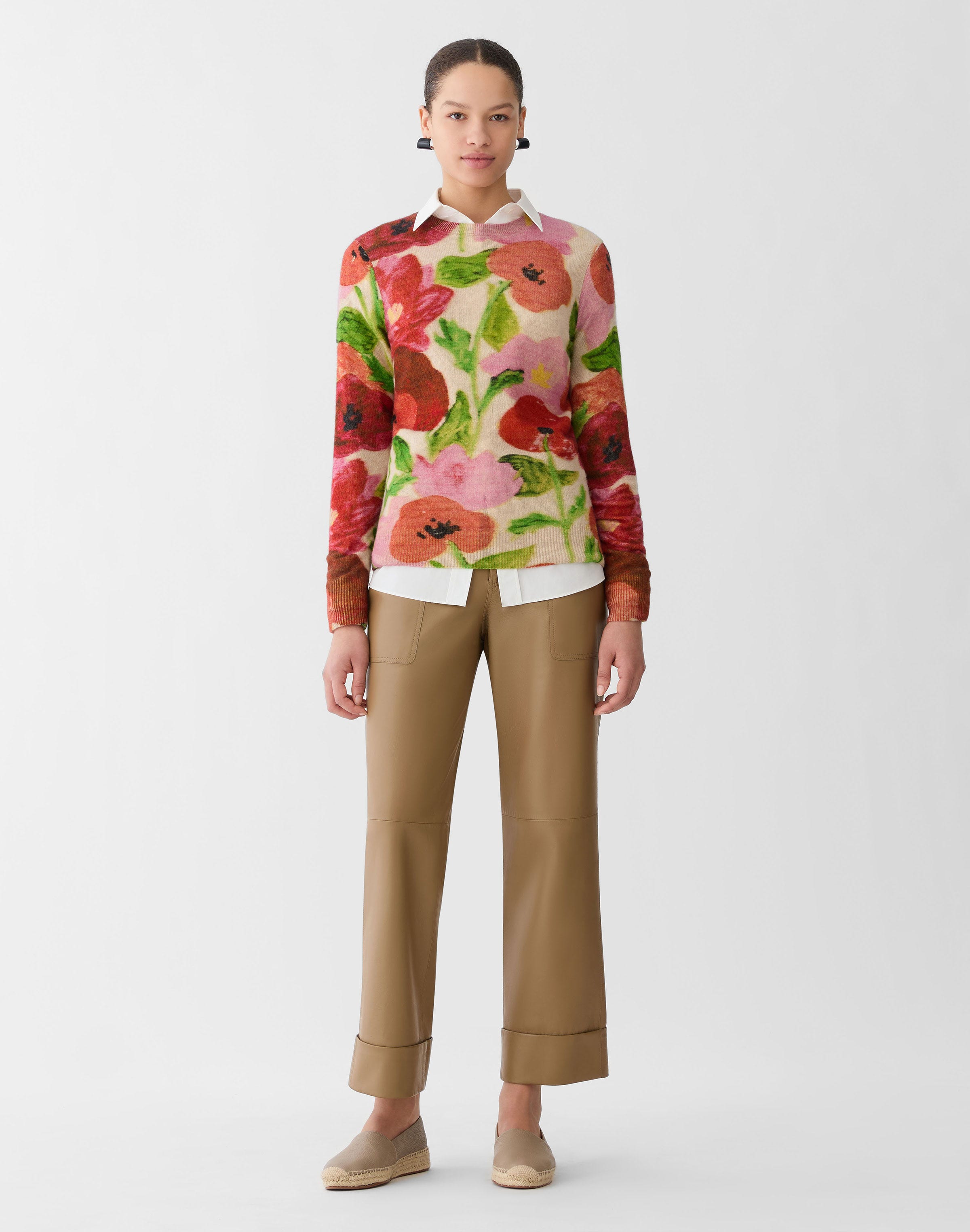Petite Blossom Print Cashmere  Sweater
