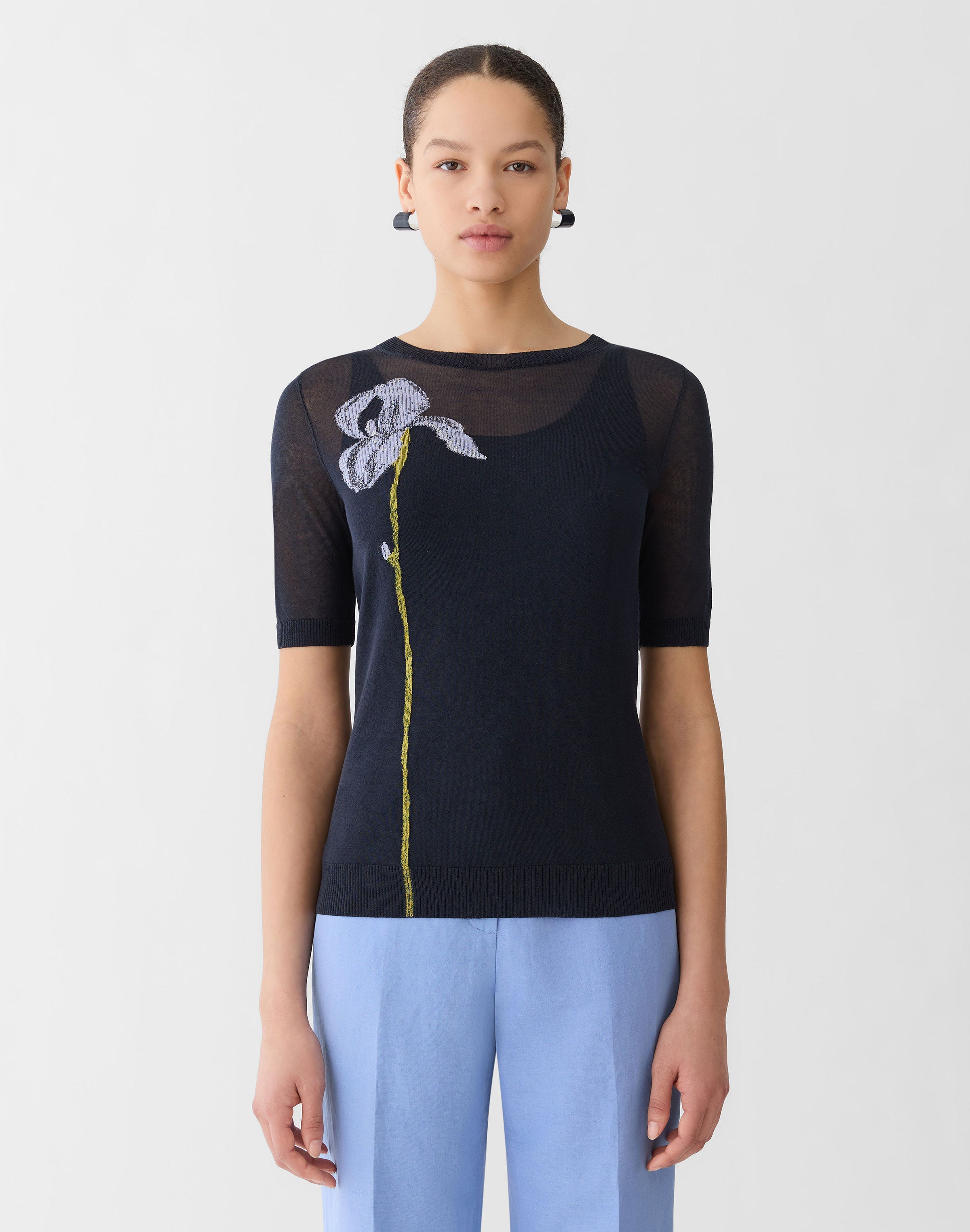 Finespun Voile Iris Intarsia Sweater &  Knit Tank