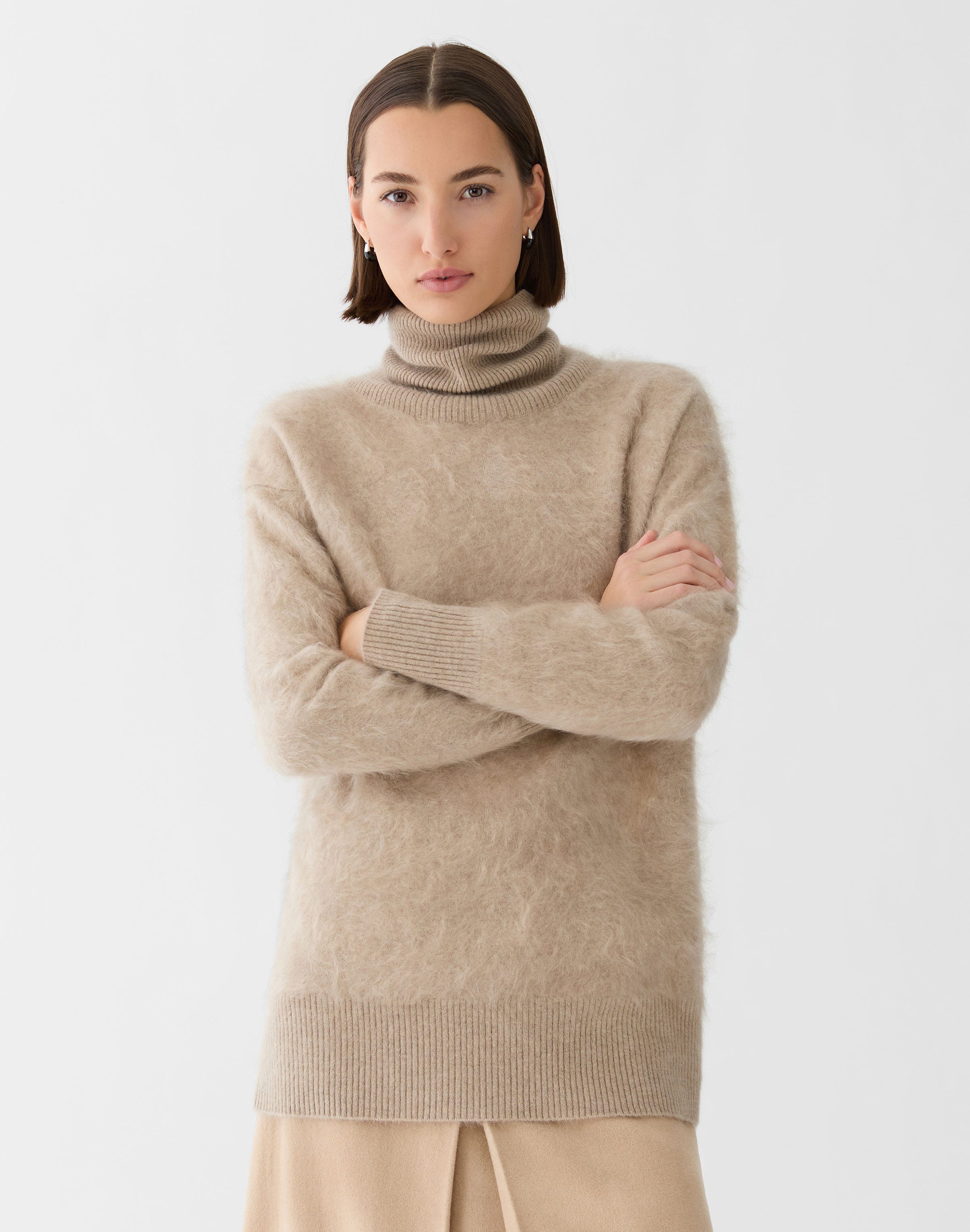 Brushed Cashmere Turtleneck Sweater