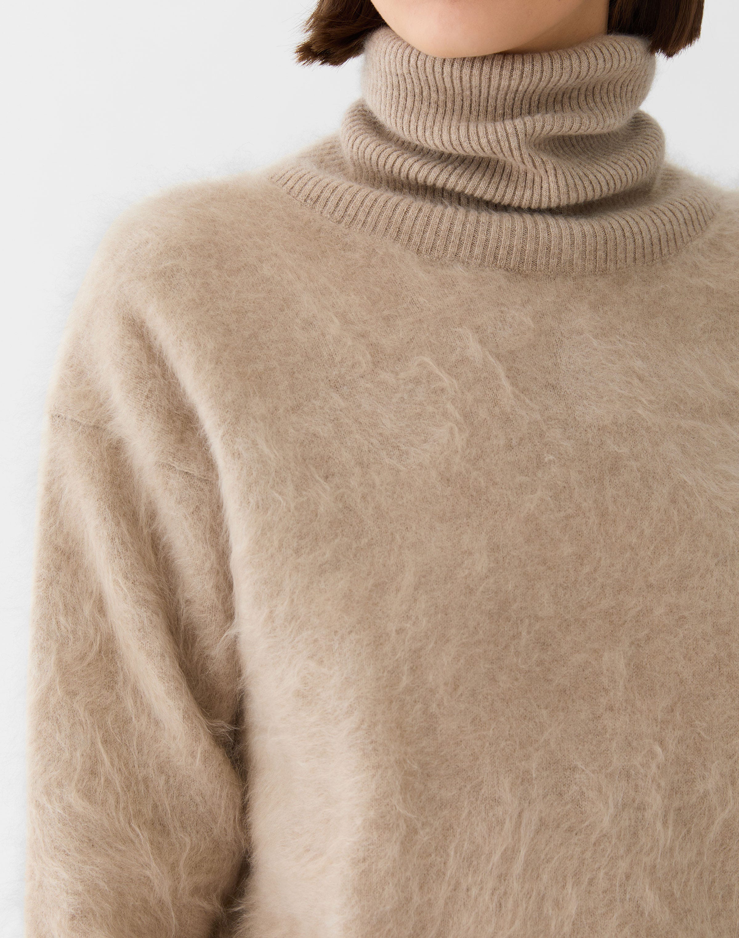 Brushed Cashmere Turtleneck Sweater