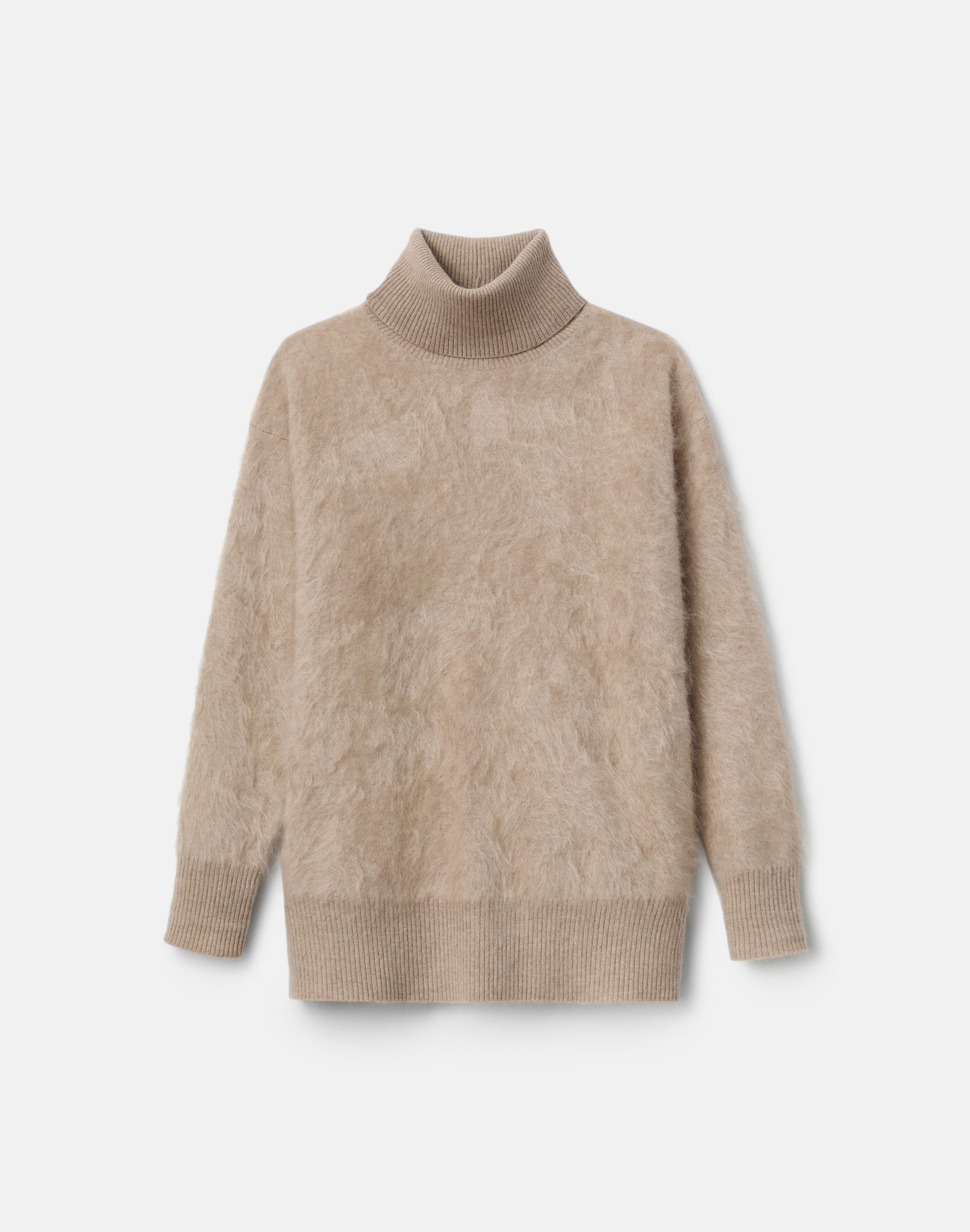Brushed Cashmere Turtleneck Sweater
