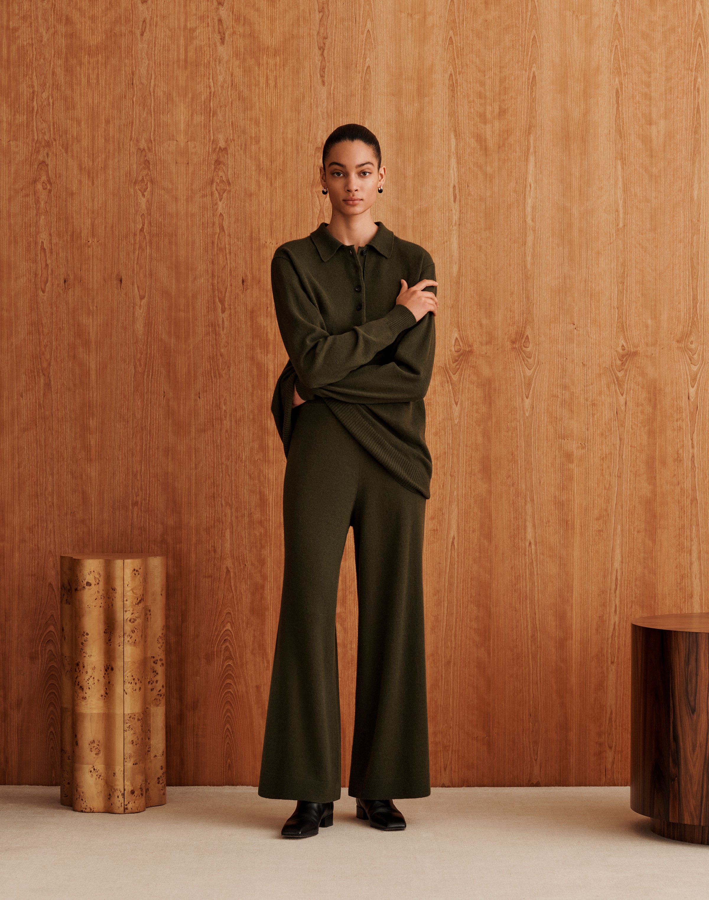Wool-Cashmere Oversized Polo Sweater