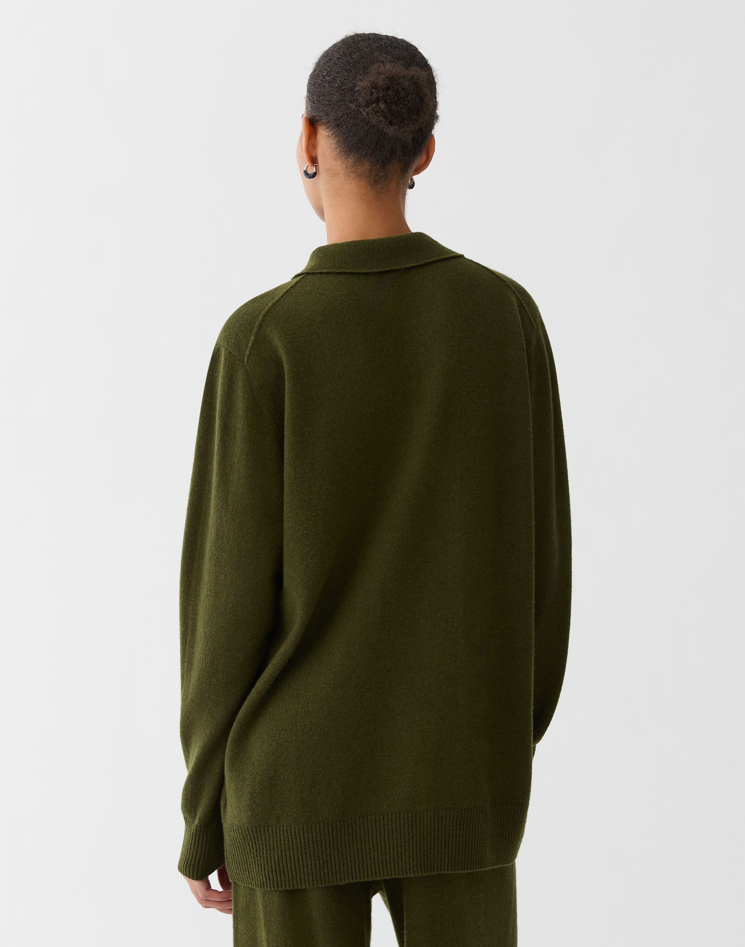Wool-Cashmere Oversized Polo Sweater