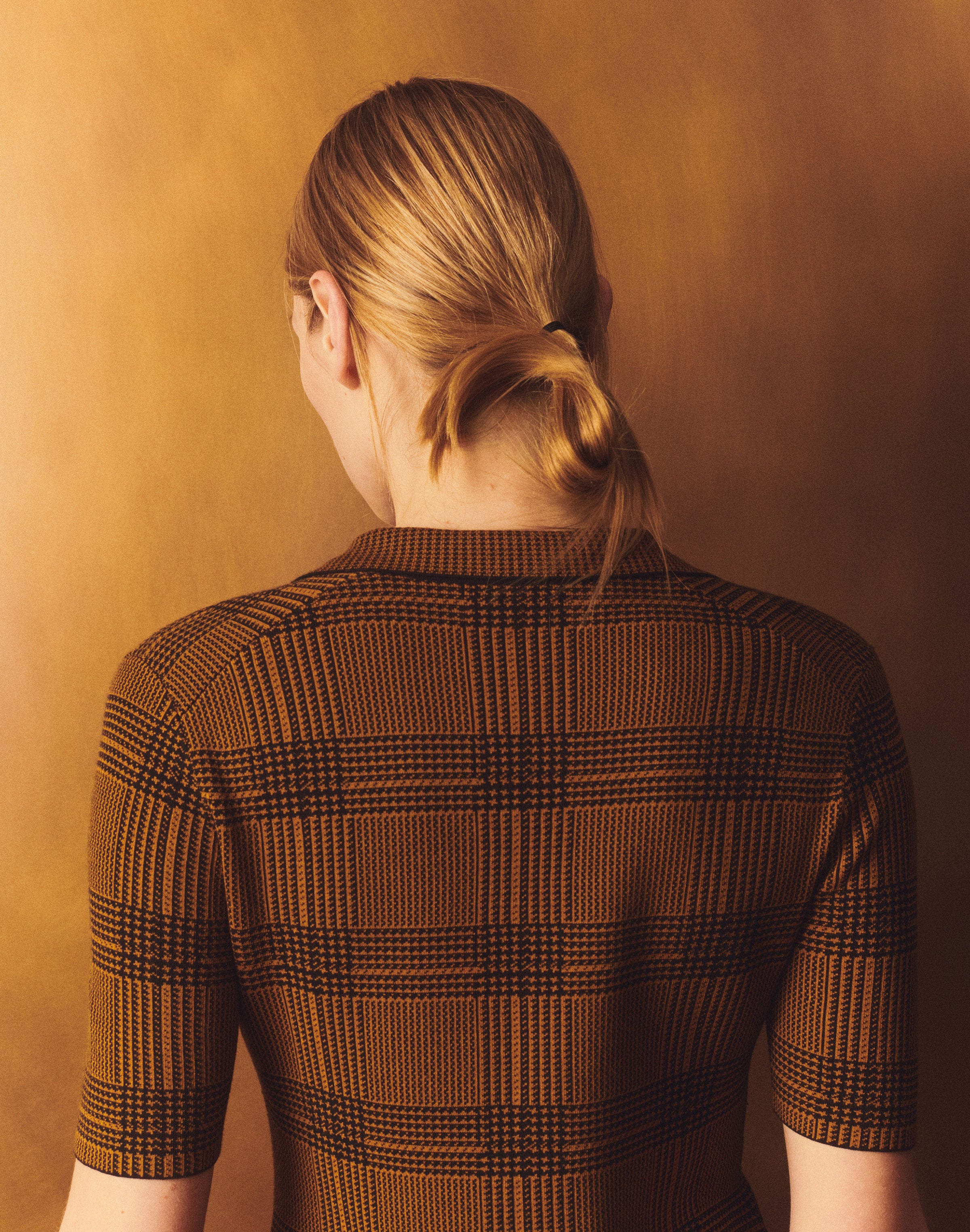 Glen Plaid Responsible Matte Crepe Knit Polo