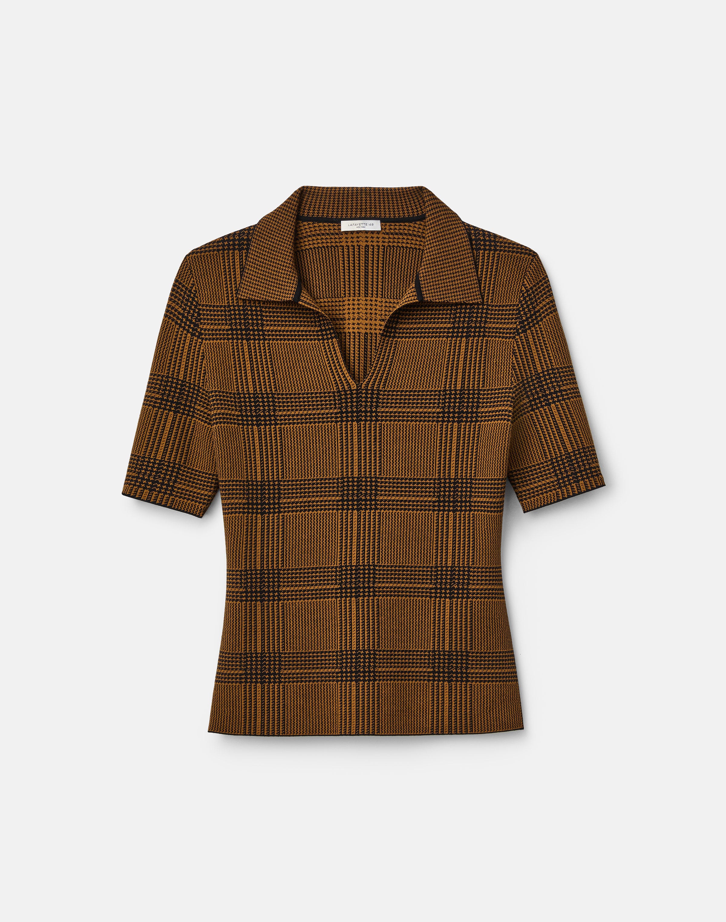 Glen Plaid Responsible Matte Crepe Knit Polo