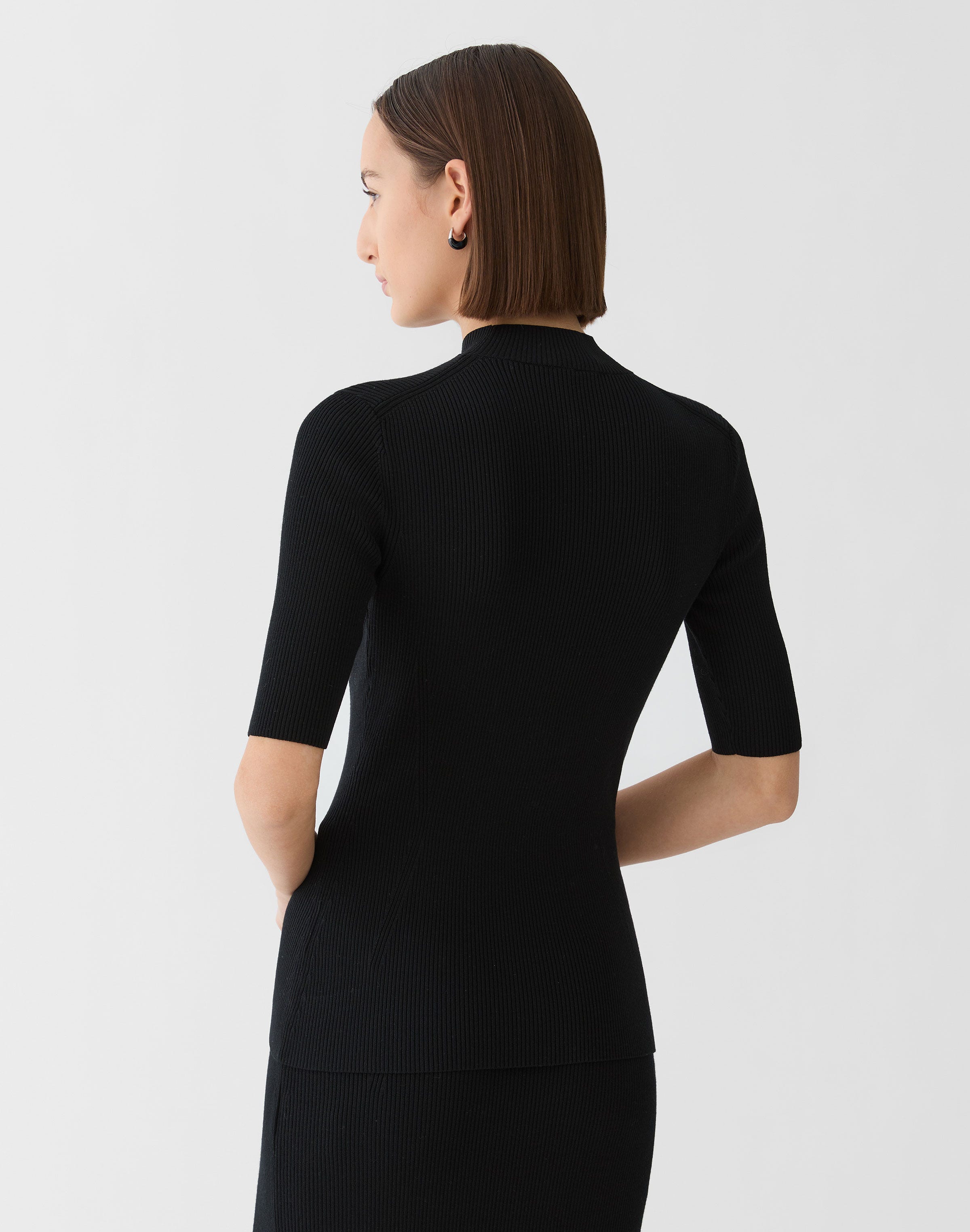 Responsible Matte Crepe Ribbed Mockneck Sweater
