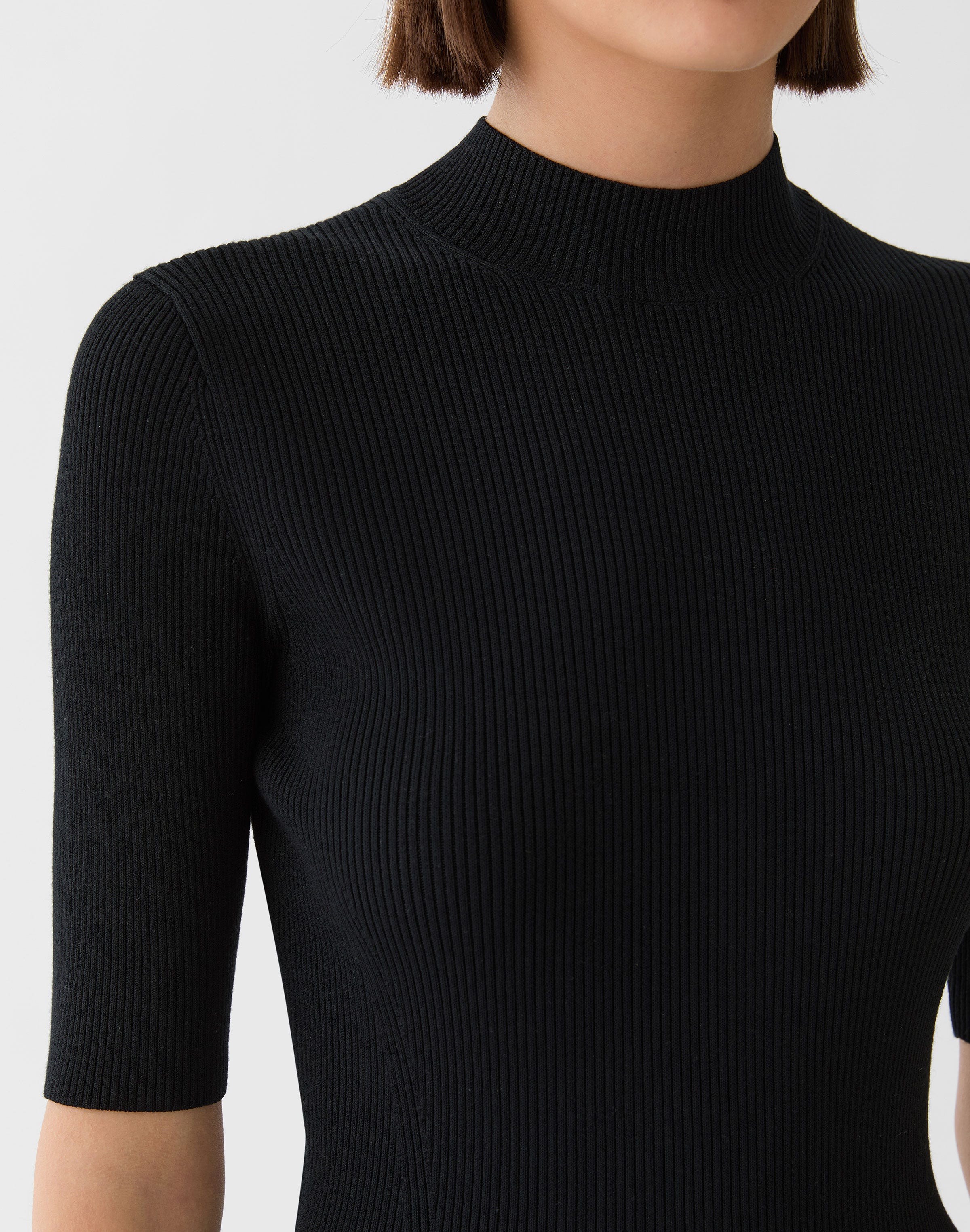 Responsible Matte Crepe Ribbed Mockneck Sweater