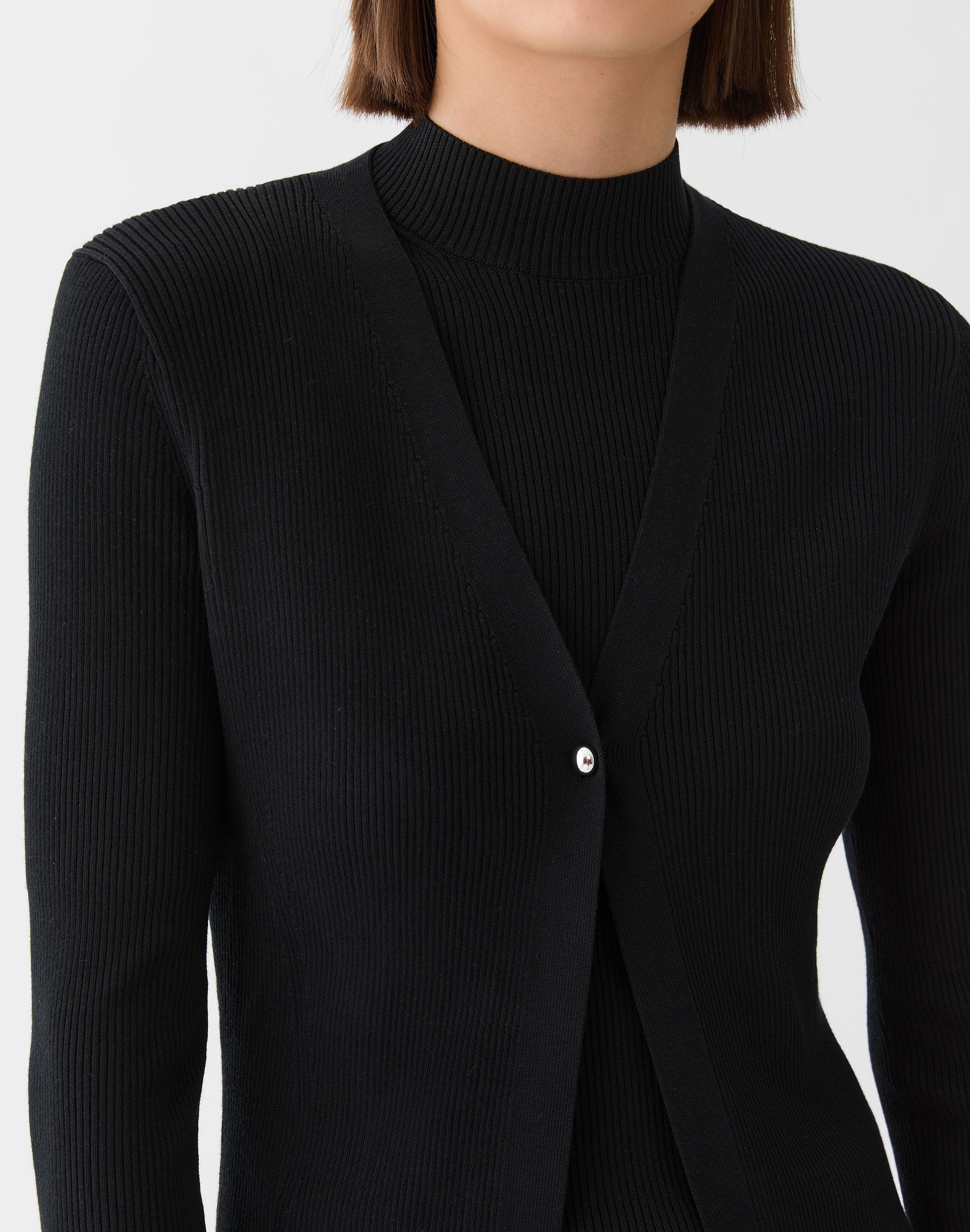 Responsible Matte Crepe Ribbed Cardigan
