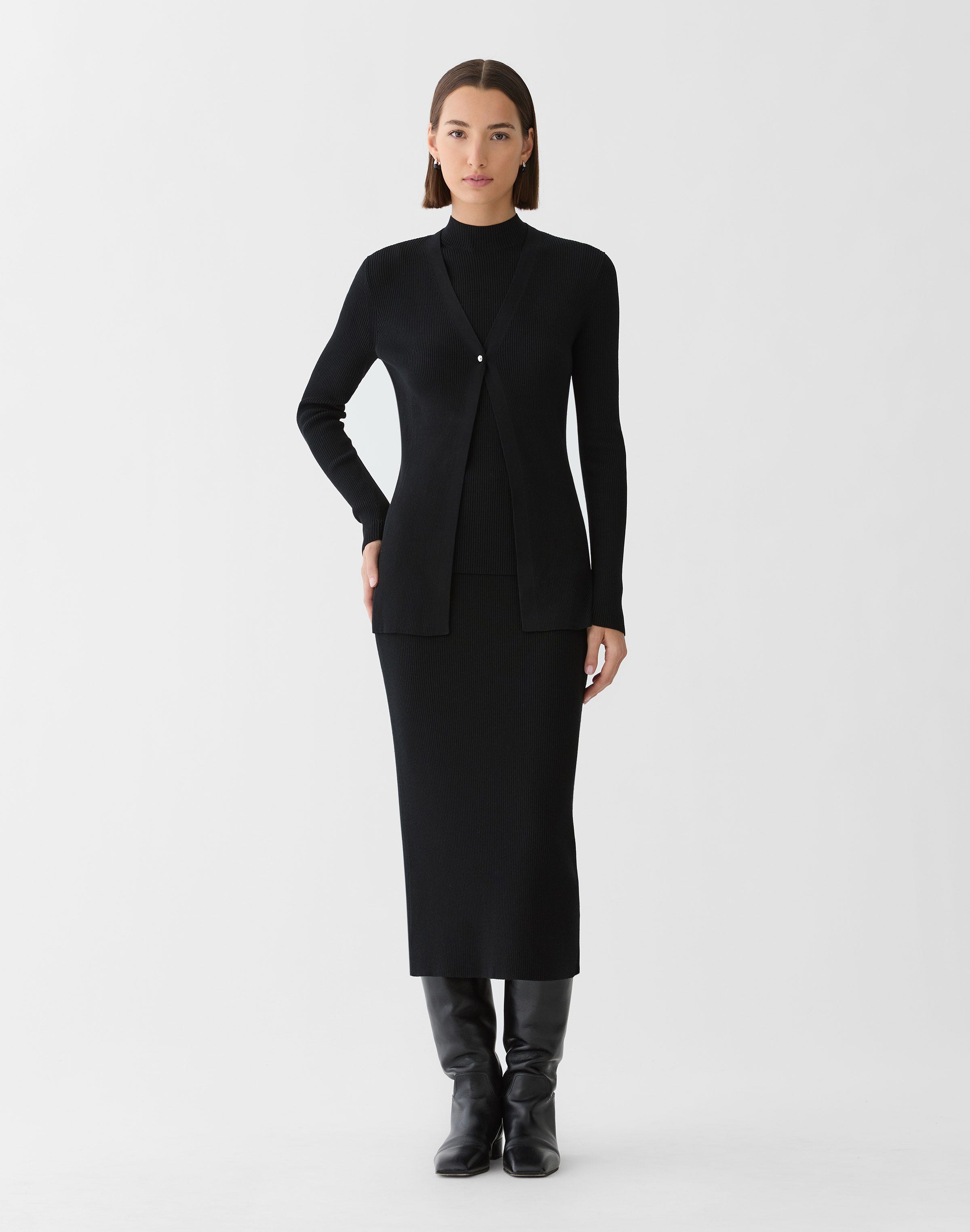 Responsible Matte Crepe Ribbed Cardigan