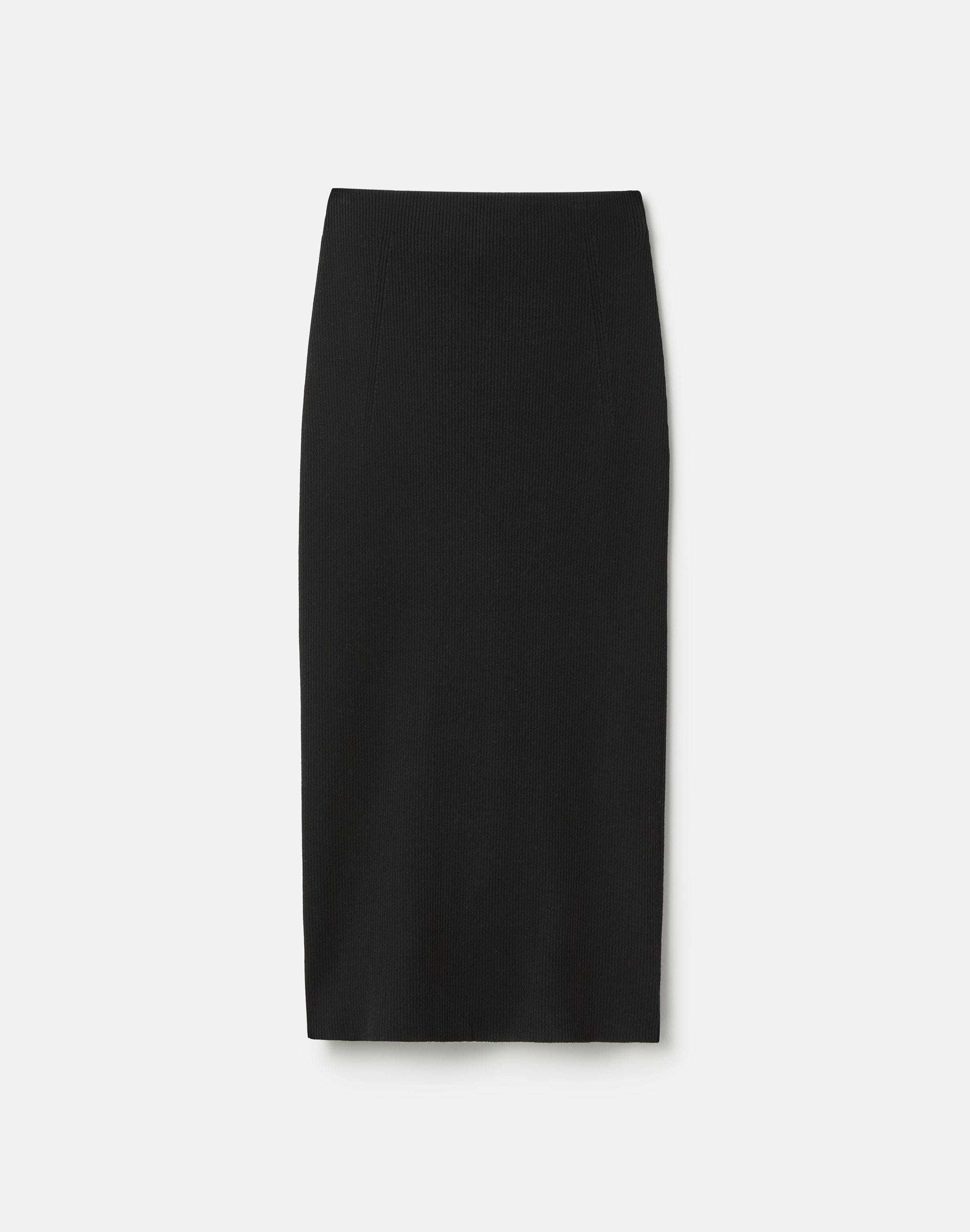 Matte Crepe Ribbed Knit Skirt