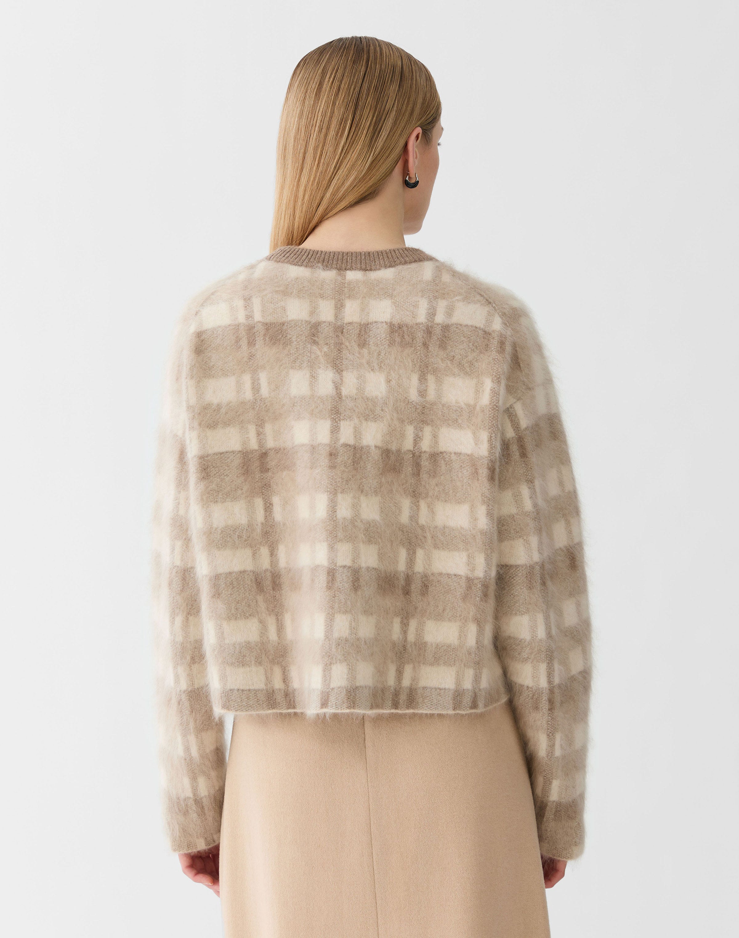 Glen Plaid Jacquard Brushed Cashmere Sweater