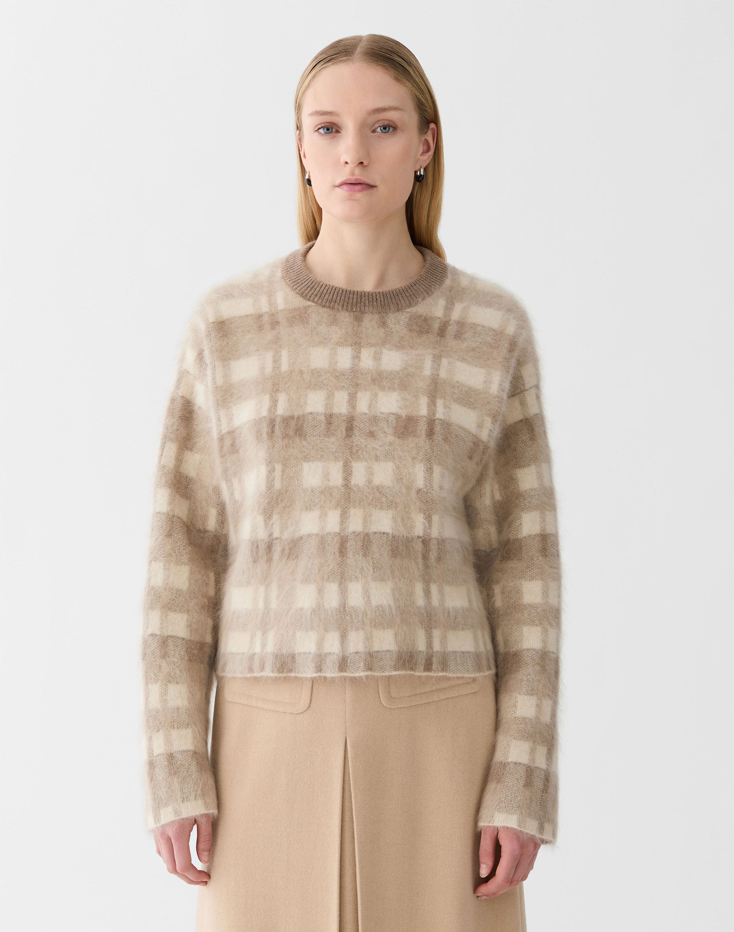 Glen Plaid Jacquard Brushed Cashmere Sweater