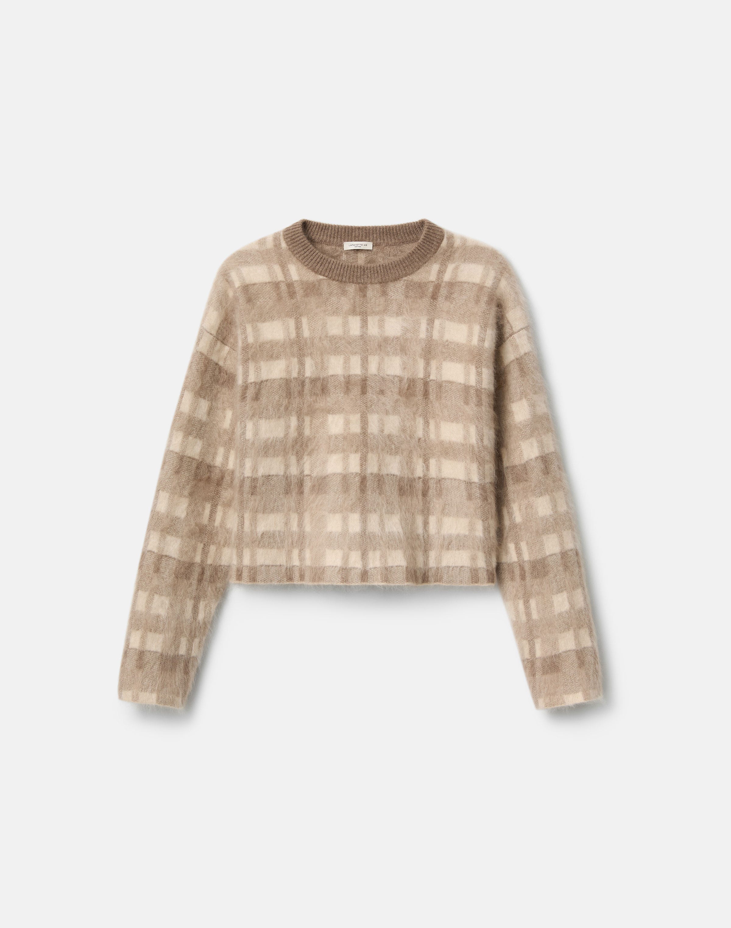 Glen Plaid Jacquard Brushed Cashmere Sweater