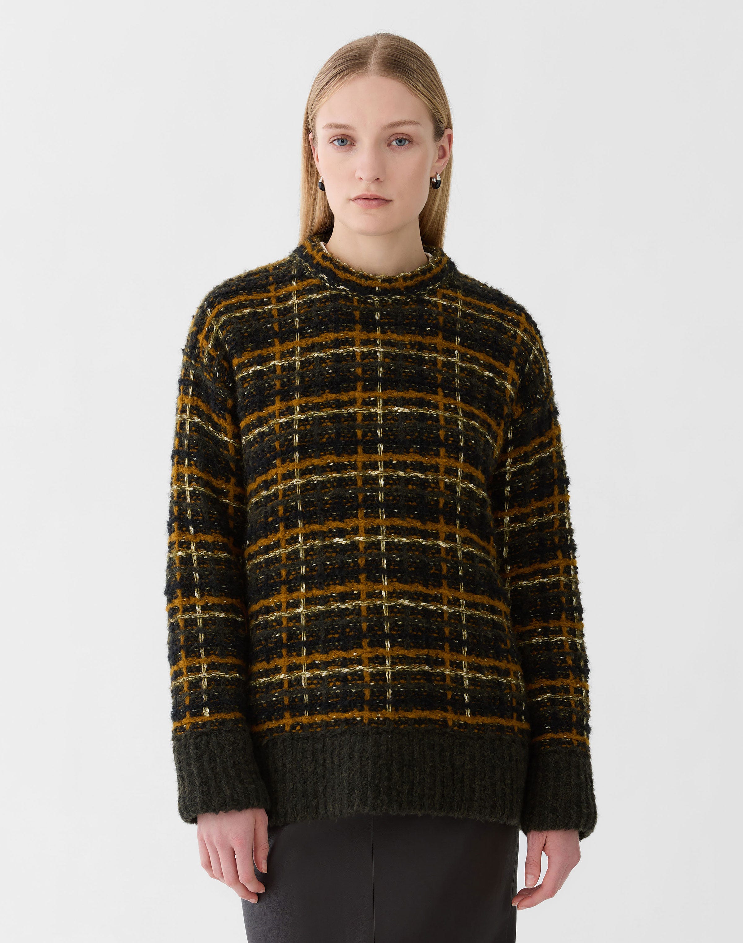 Glen Plaid Brushed Merino Wool Sweater